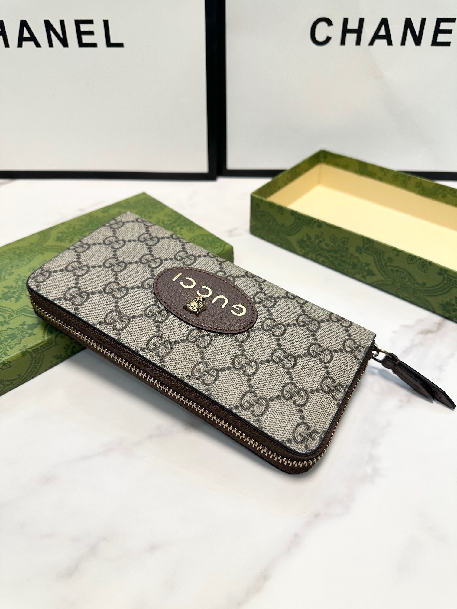 GUCCI グッチ グッチ柄 ロングジップ長財布 ブラック - 画像 8