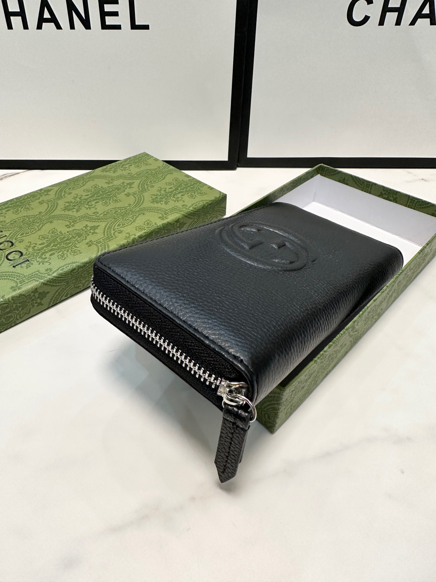 Gucci グッチ グッチ ロングジップウォレット 黒 本革仕様 21x11cm - 画像 3