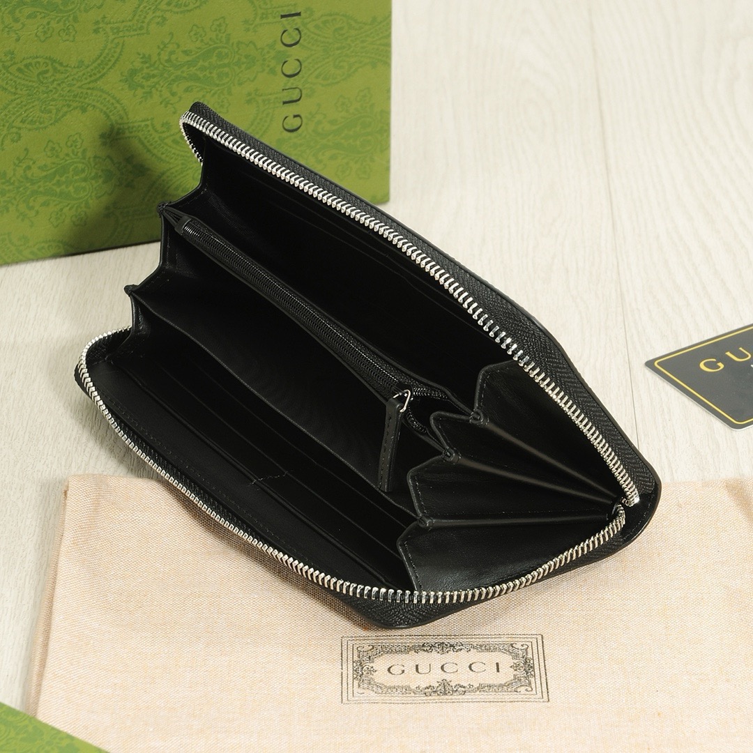GUCCI グッチ ロングジップ长財布 本革仕様 磨砂牛革 ブラック - 画像 8