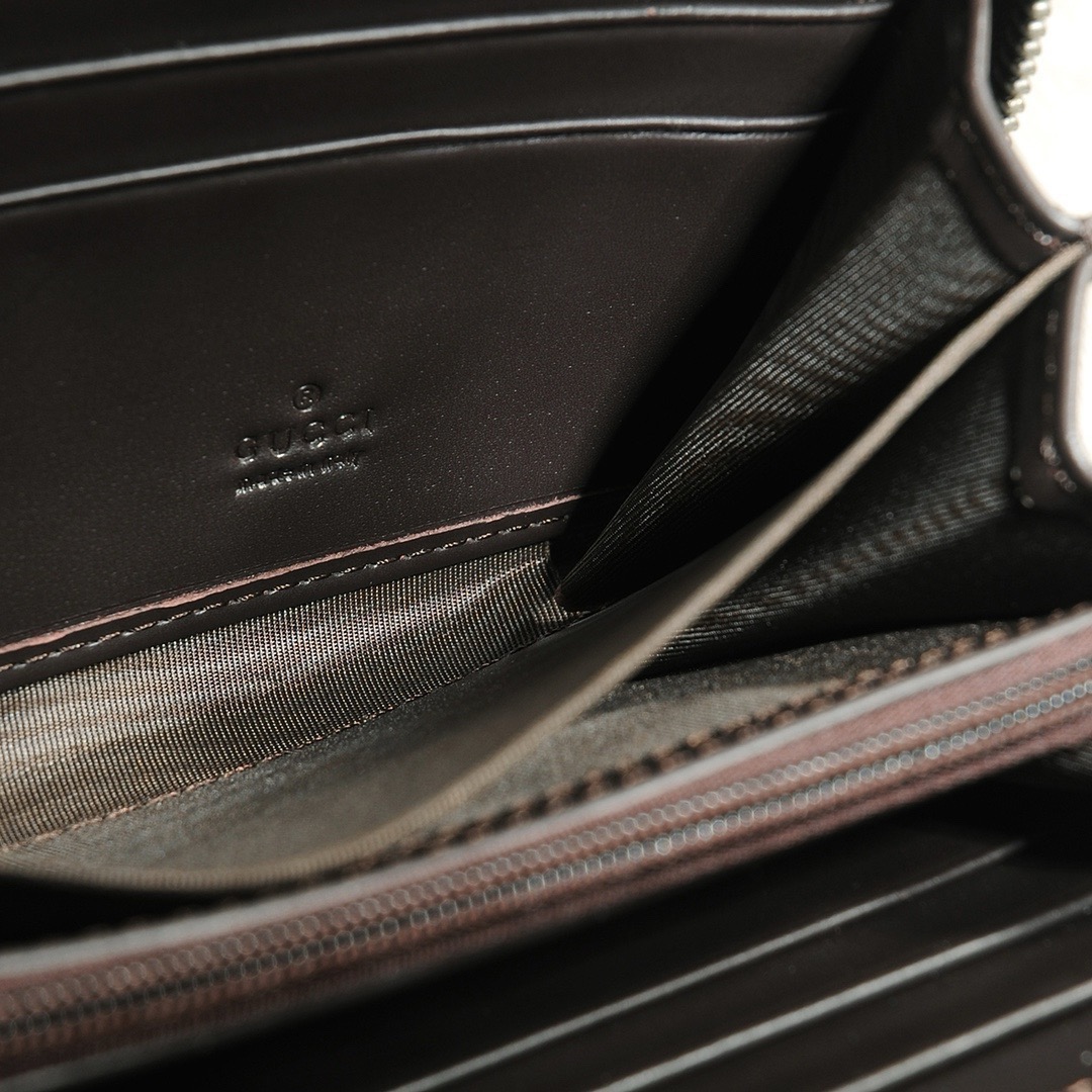 GUCCI グッチ ロングジップ長財布 ブラック ベージュ 21x11cm - 画像 9