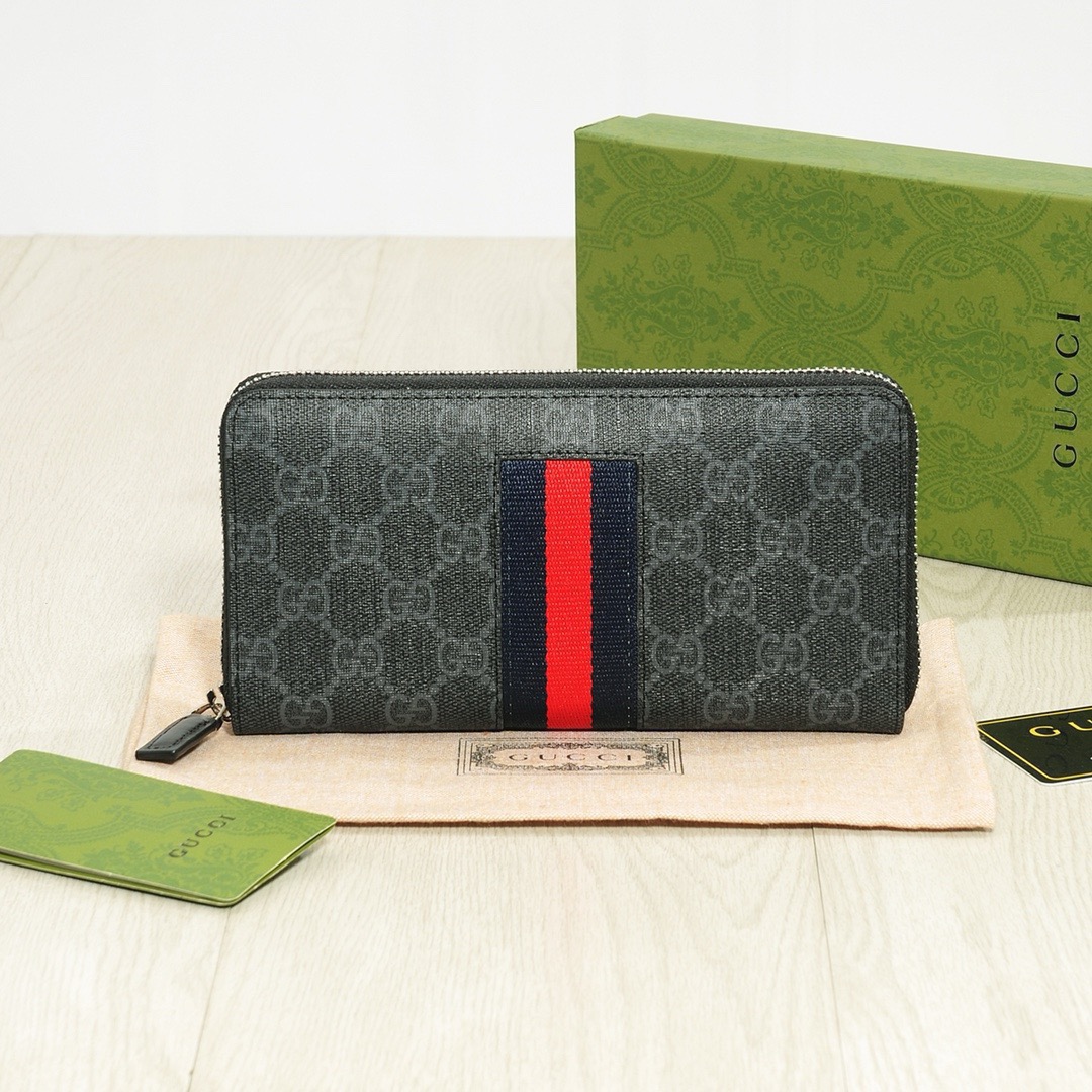 GUCCI グッチ グッチ ロングウォレット ウォレット ブラック レッド 21x11cm