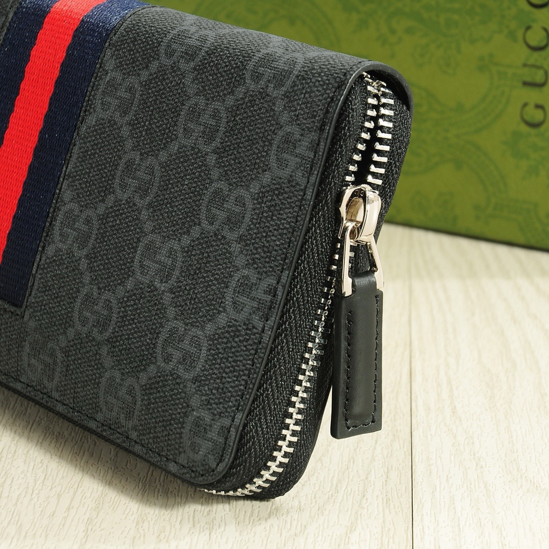GUCCI グッチ グッチ ロングウォレット ウォレット ブラック レッド 21x11cm - 画像 6