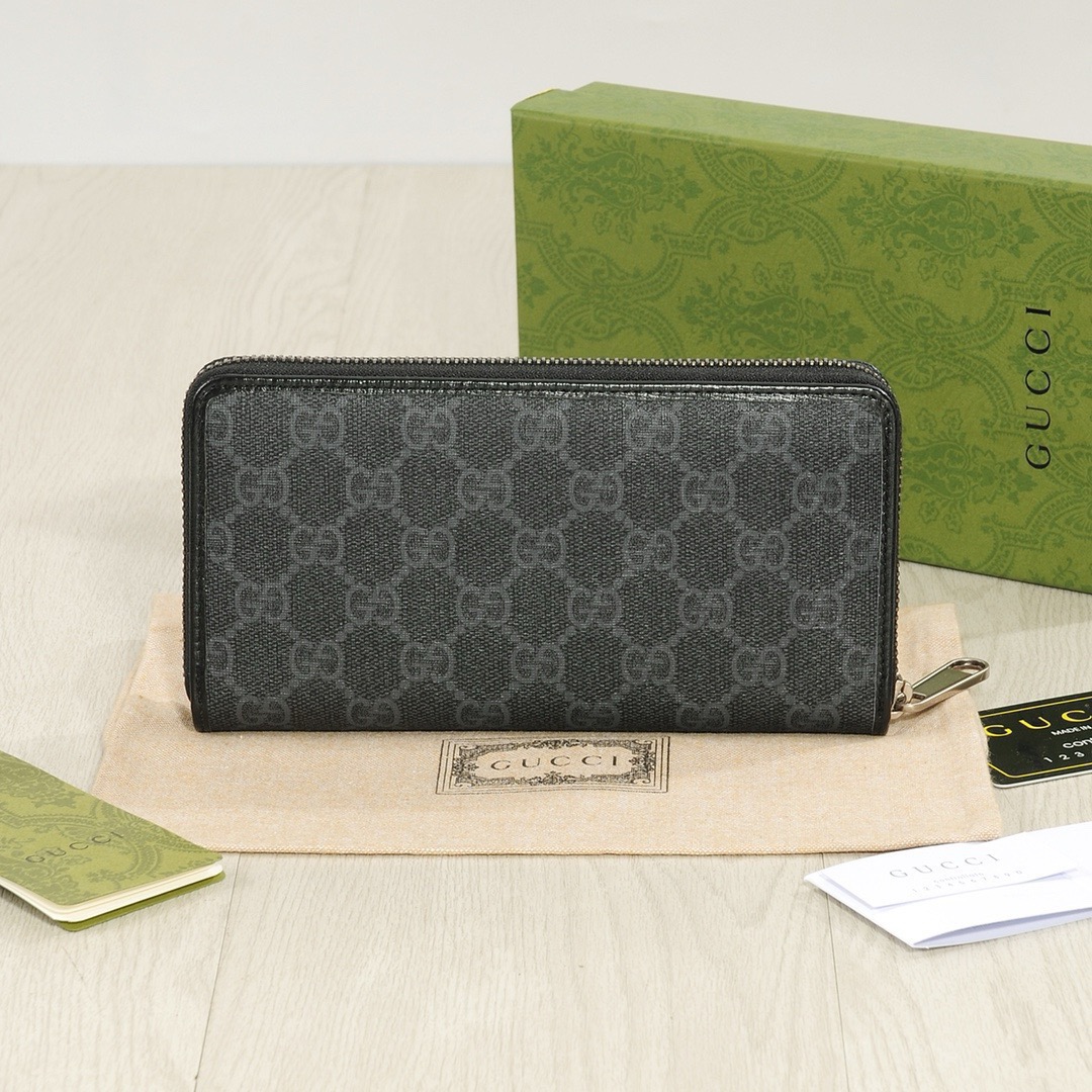 GUCCI グッチ ロングウォレット 単一ファスナー ブラック - 画像 2
