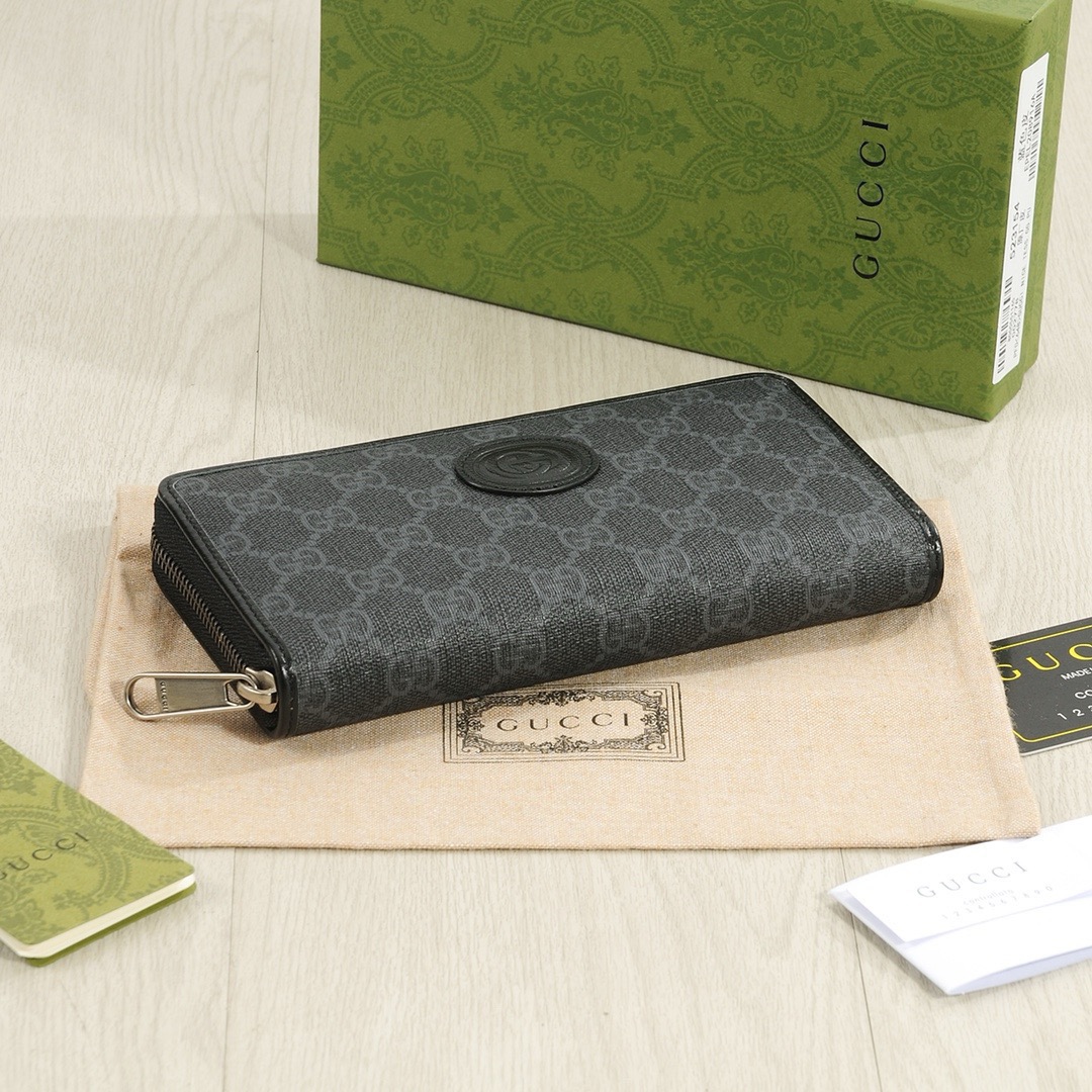 GUCCI グッチ ロングウォレット 単一ファスナー ブラック - 画像 4
