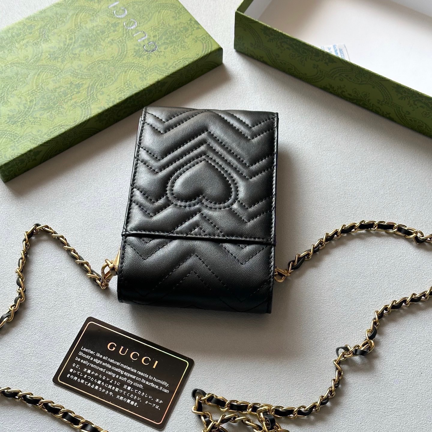 GUCCI グッチ チェーン付きスマホポーチ ブラック - 画像 8