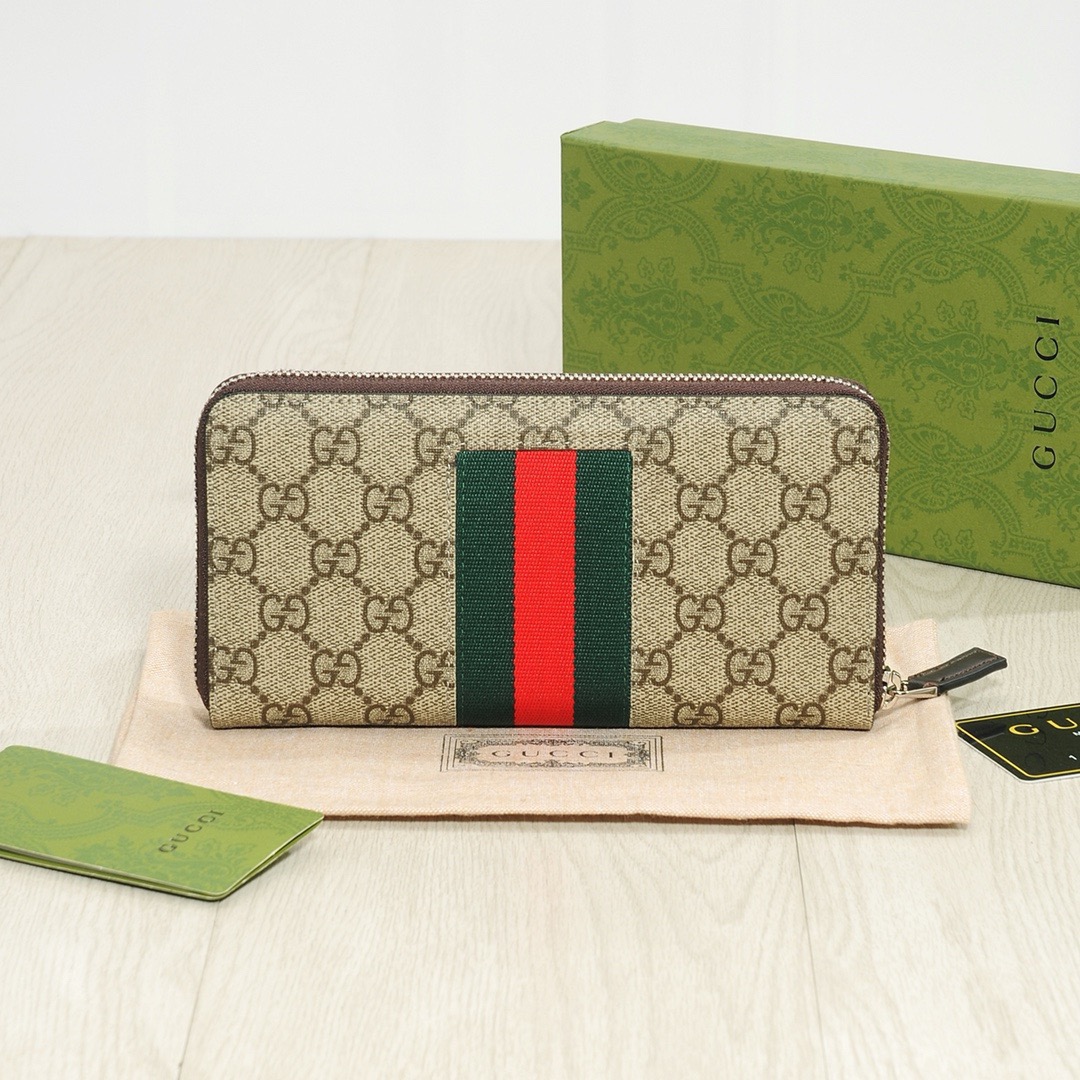GUCCI グッチ 蜜蜂PVC ロングジップ長財布 レディース 単一フード付き 21x11cm ベージュ - 画像 4