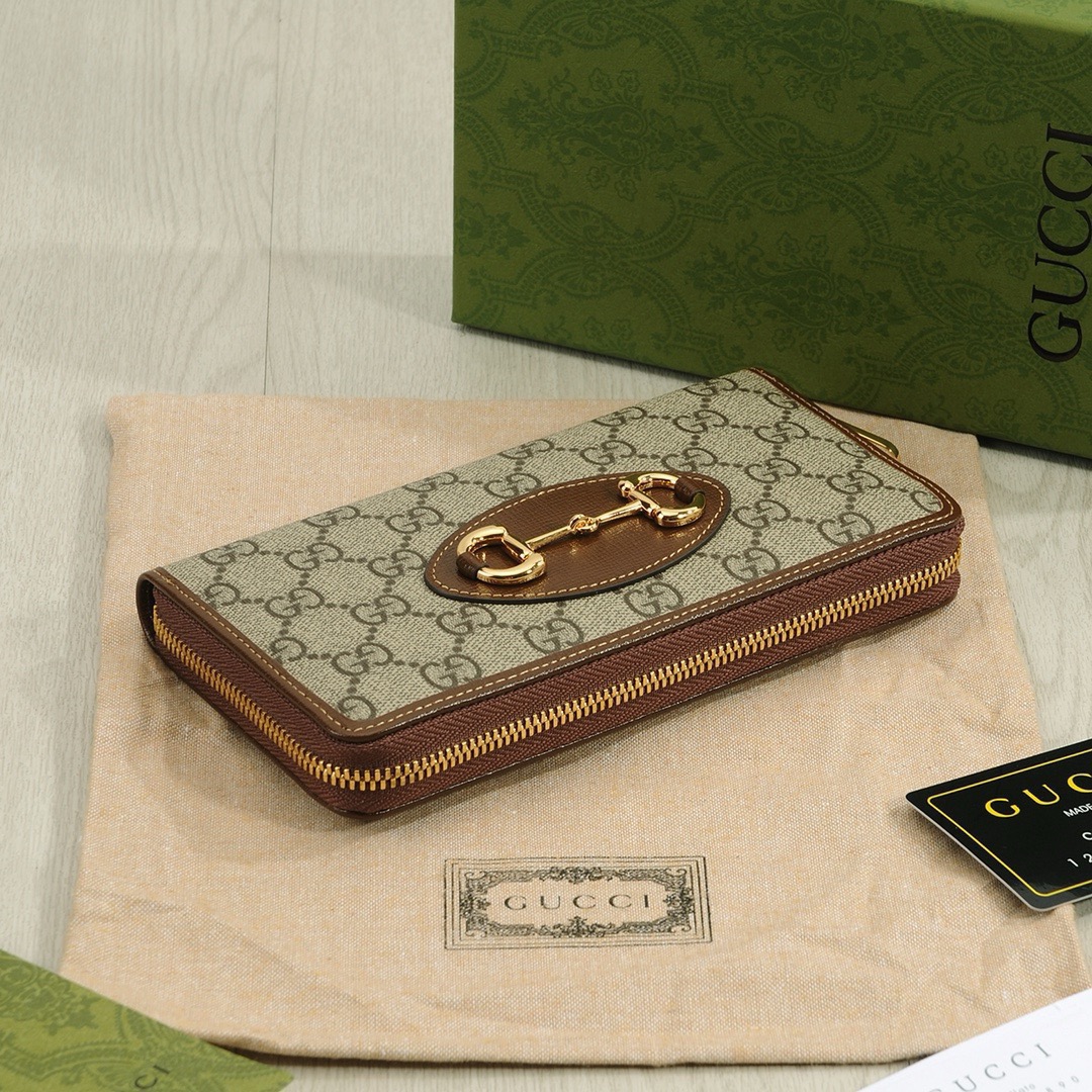 GUCCI グッチ 長財布 グッチ柄 ロングジップ 銀座 ブラウン - 画像 7