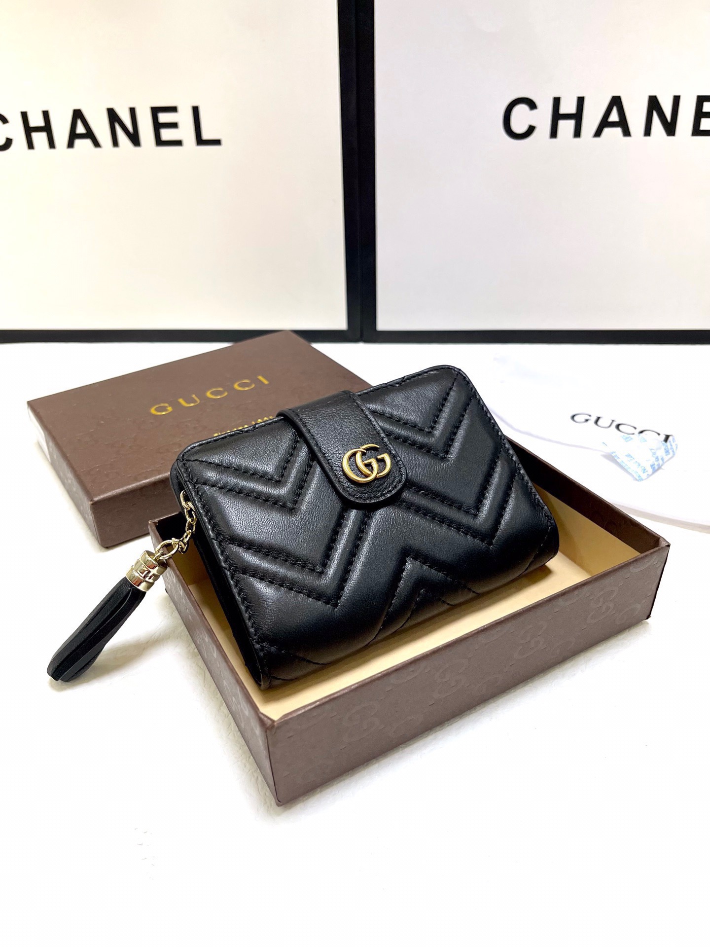 GUCCI グッチ 三つ折り財布 コンパクト 黒 - 画像 2