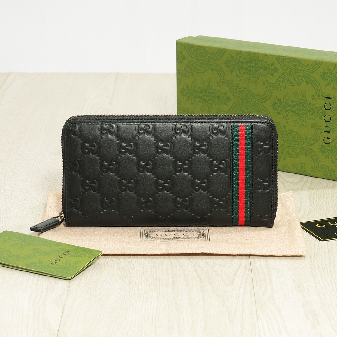 GUCCI グッチ グッチ長財布 メンズ ブラック 本革 20x10cm