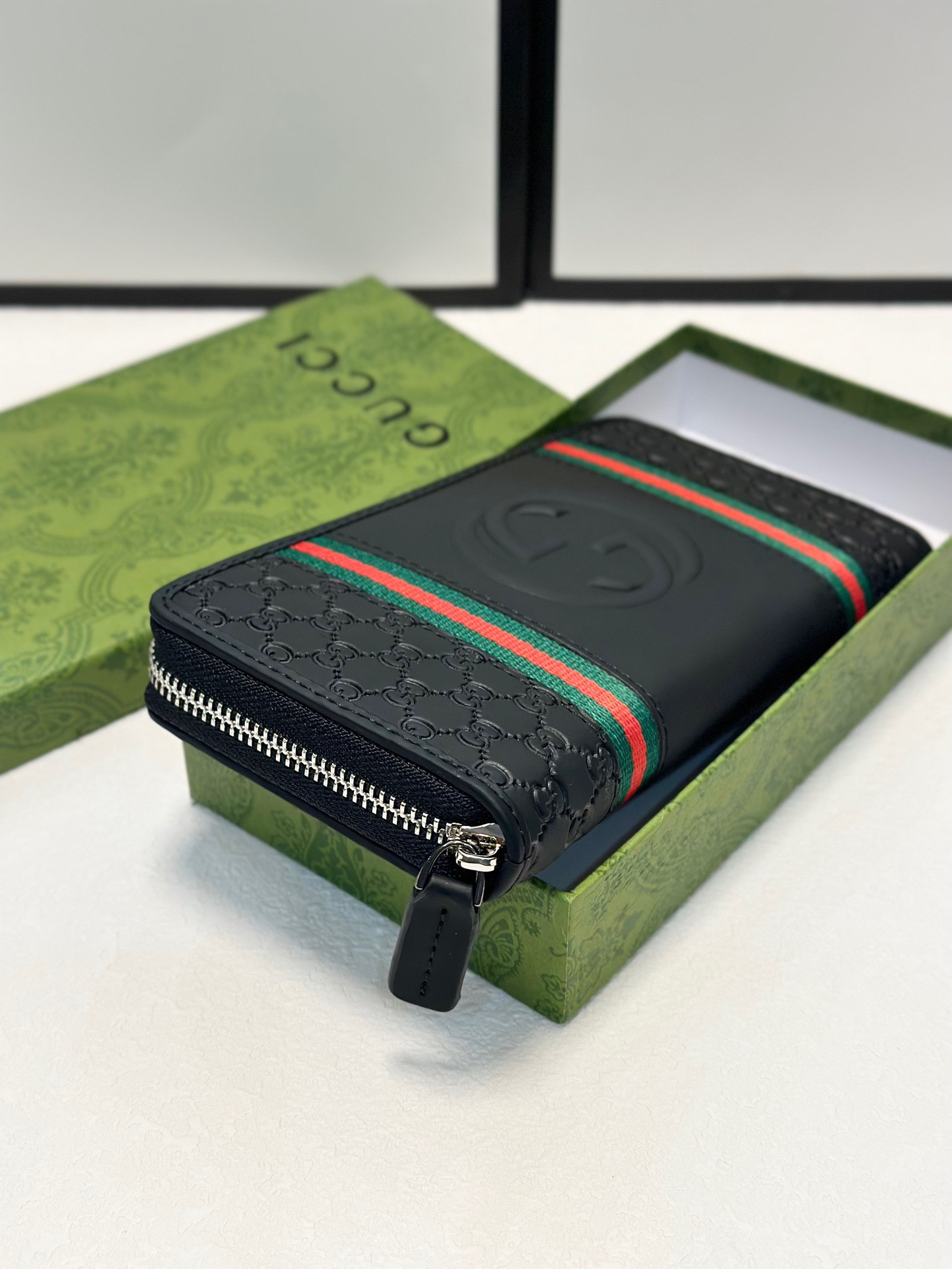 GUCCI グッチ 長財布 ロングウォレット 黒 レザーポーチ 20x10cm - 画像 2