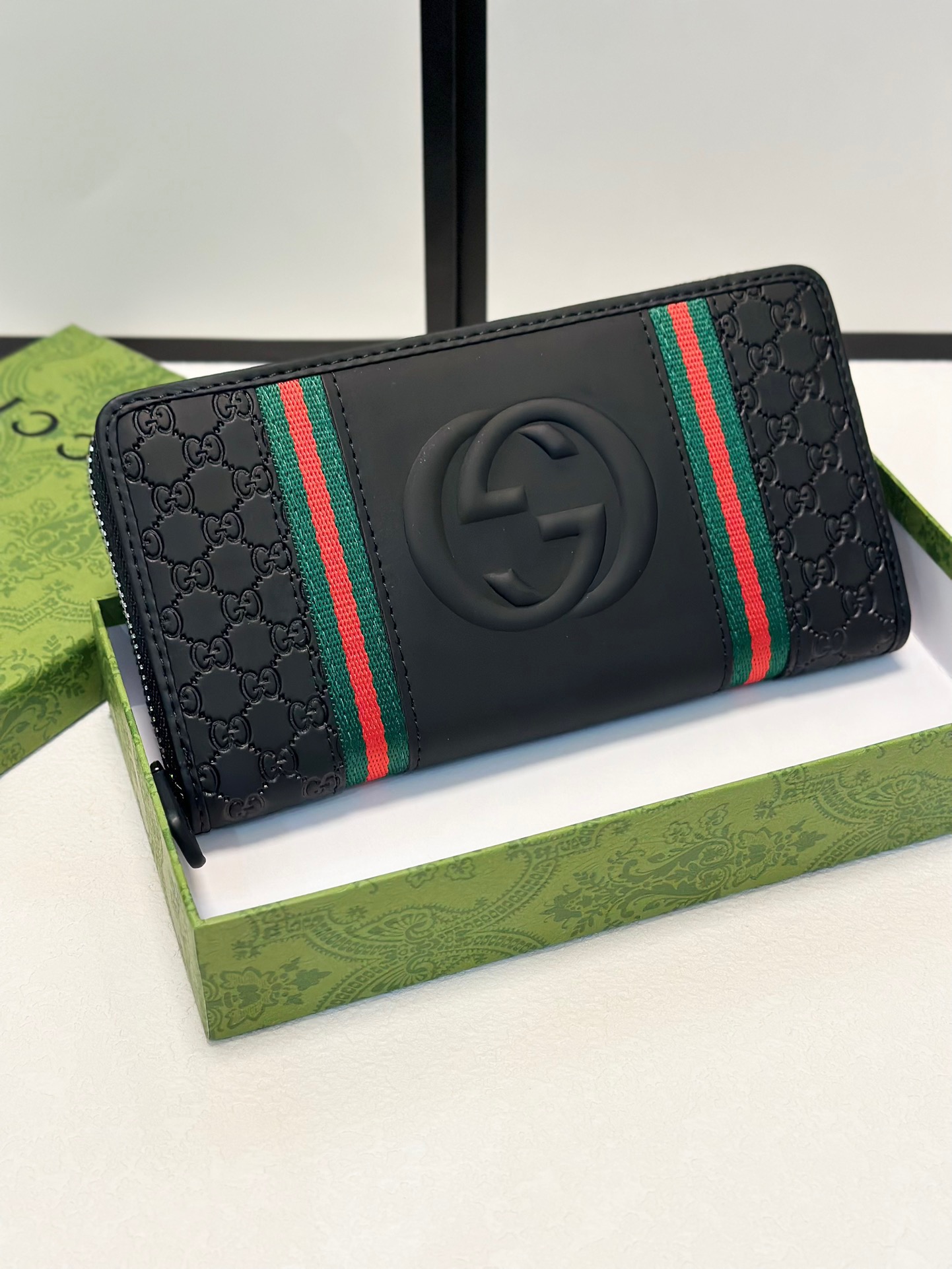GUCCI グッチ 長財布 ロングウォレット 黒 レザーポーチ 20x10cm - 画像 3