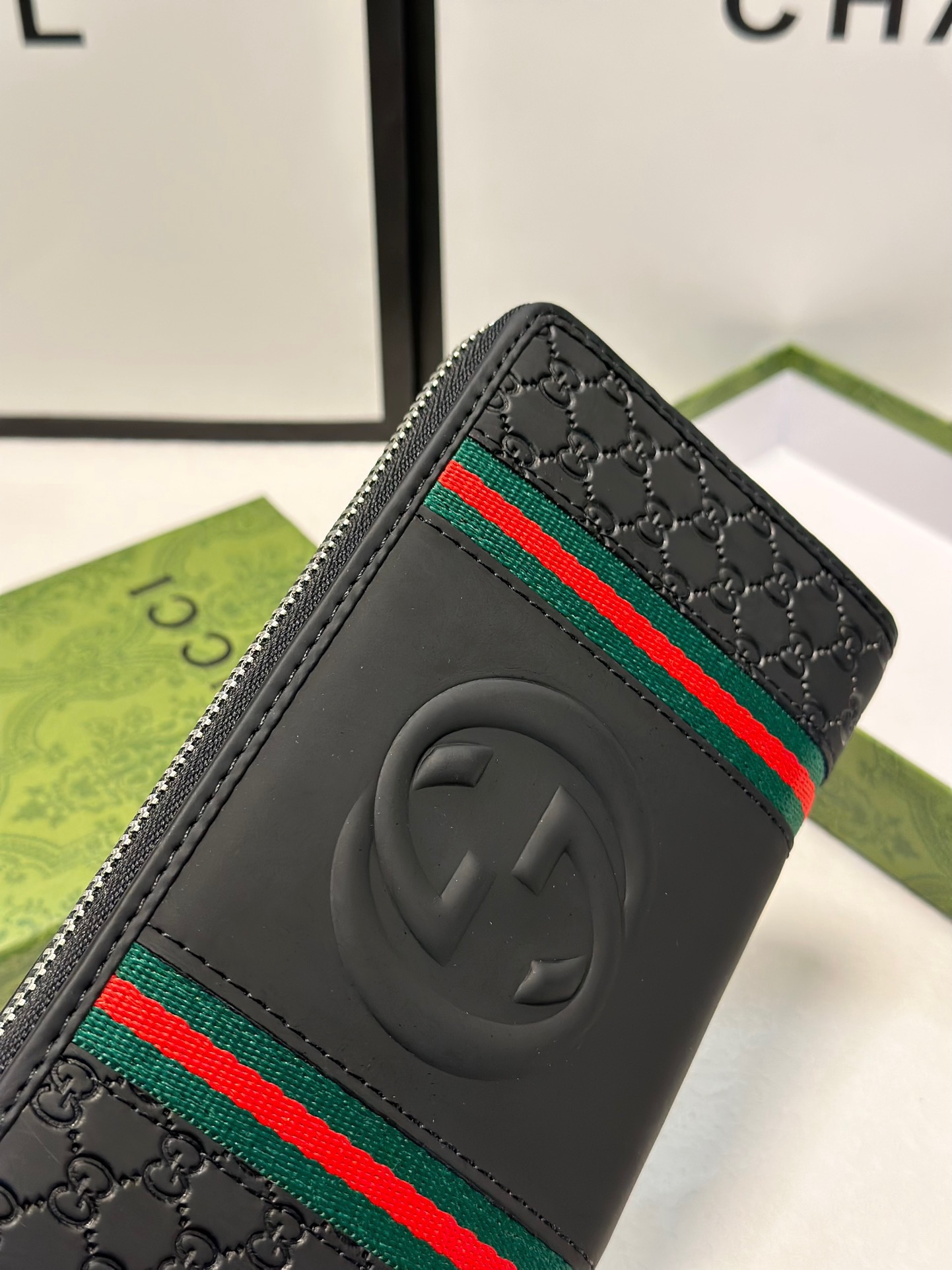 GUCCI グッチ 長財布 ロングウォレット 黒 レザーポーチ 20x10cm - 画像 5