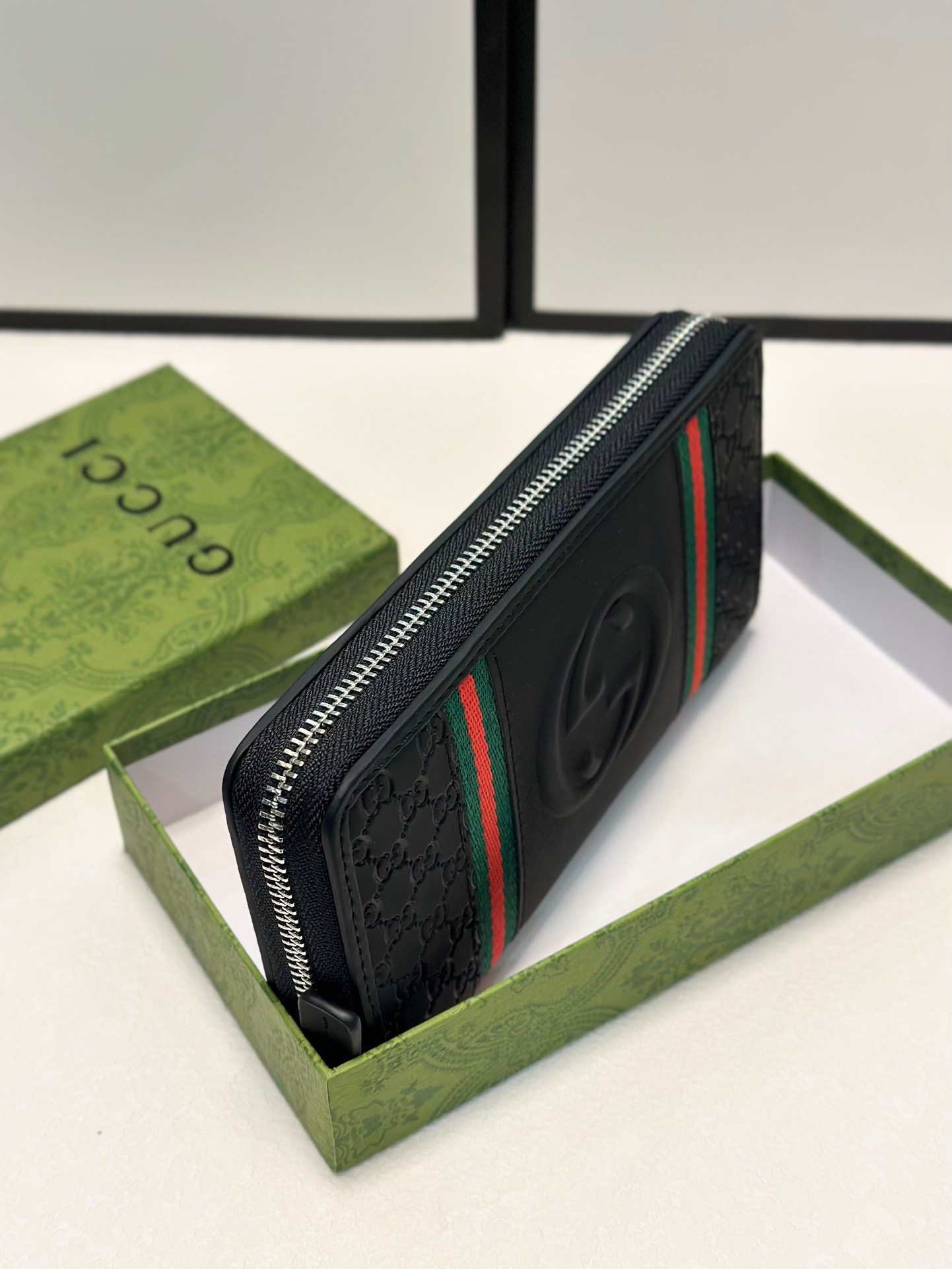 GUCCI グッチ 長財布 ロングウォレット 黒 レザーポーチ 20x10cm - 画像 6