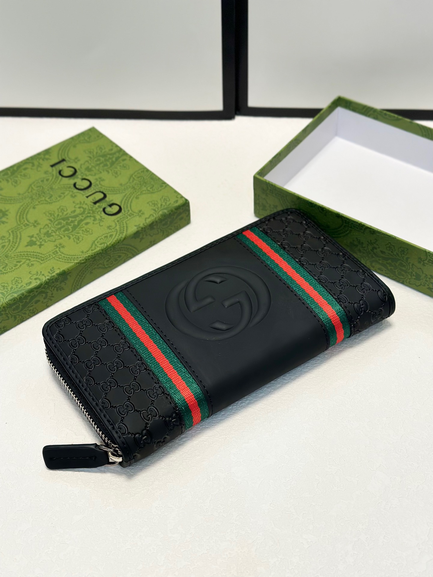 GUCCI グッチ 長財布 ロングウォレット 黒 レザーポーチ 20x10cm - 画像 8