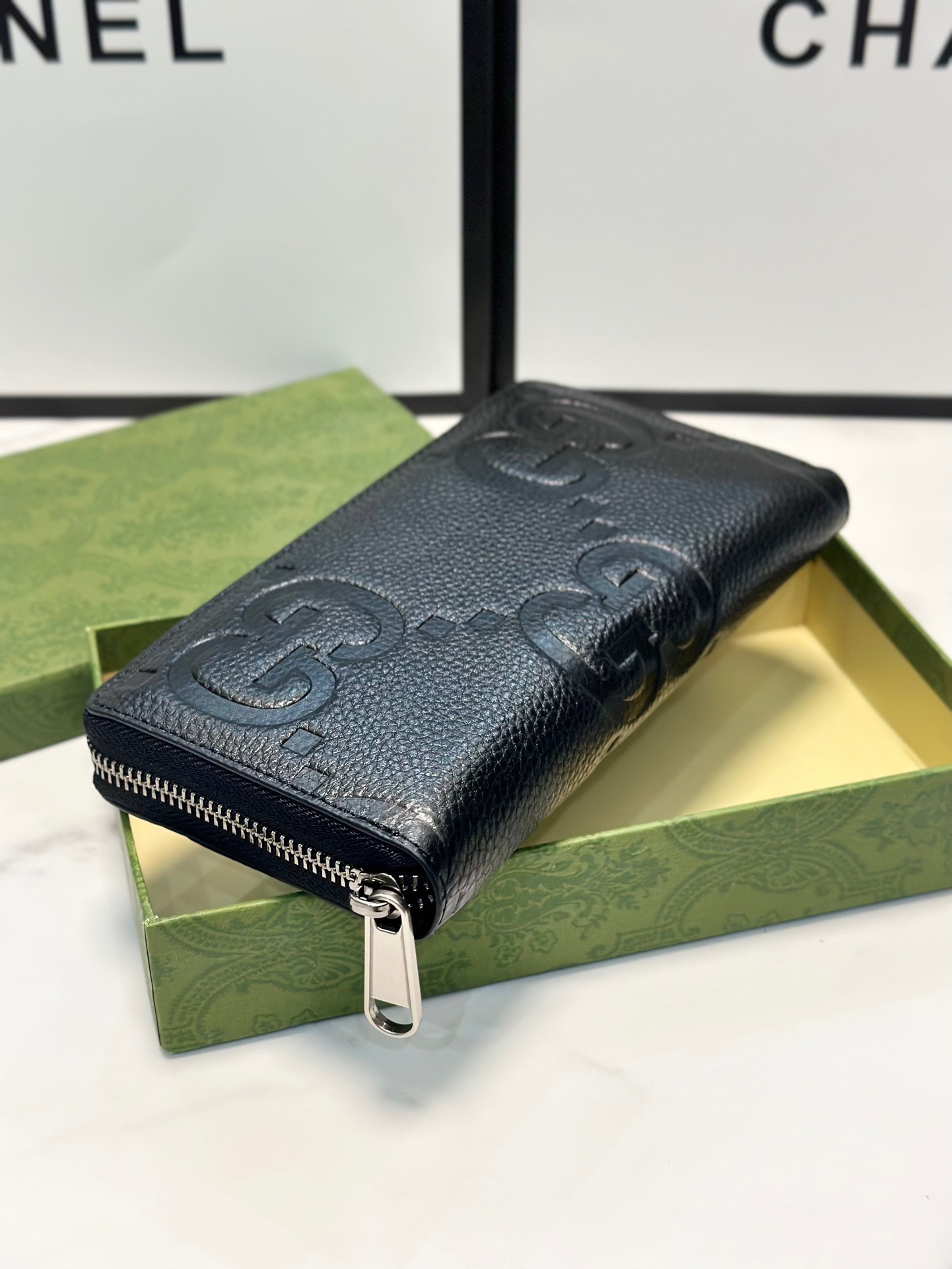 Gucci グッチ ロングウォレット ファスナー 黒 19x10cm - 画像 2