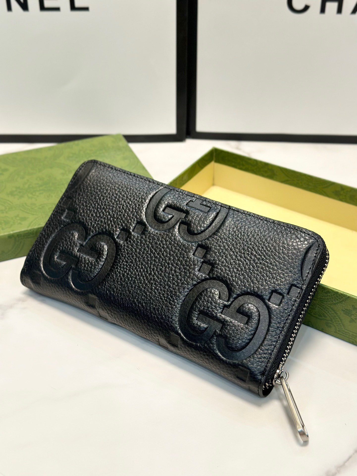 Gucci グッチ ロングウォレット ファスナー 黒 19x10cm - 画像 8