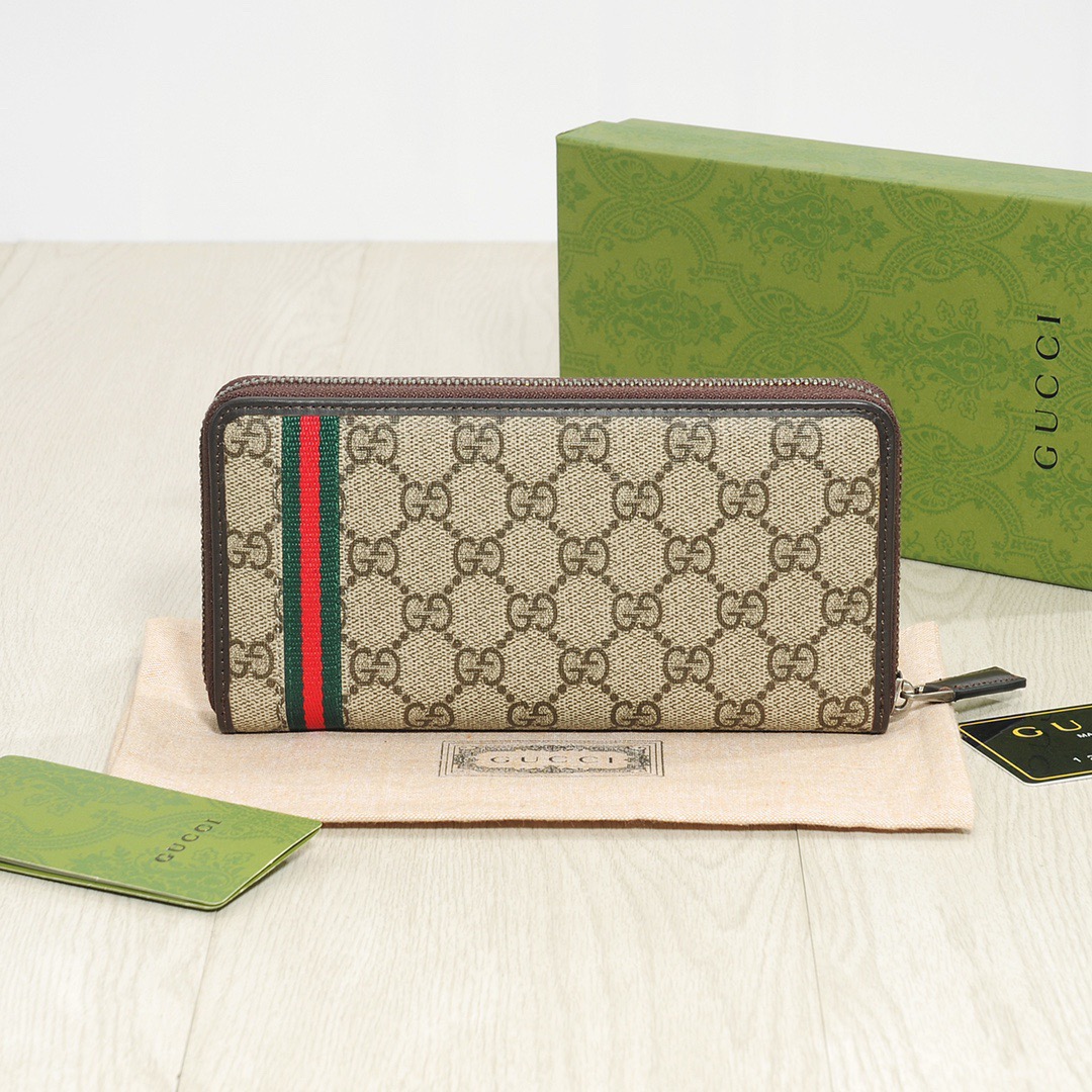 GUCCI グッチ グッチシマ 財布 ロングジップ ベージュ 黒 - 画像 2