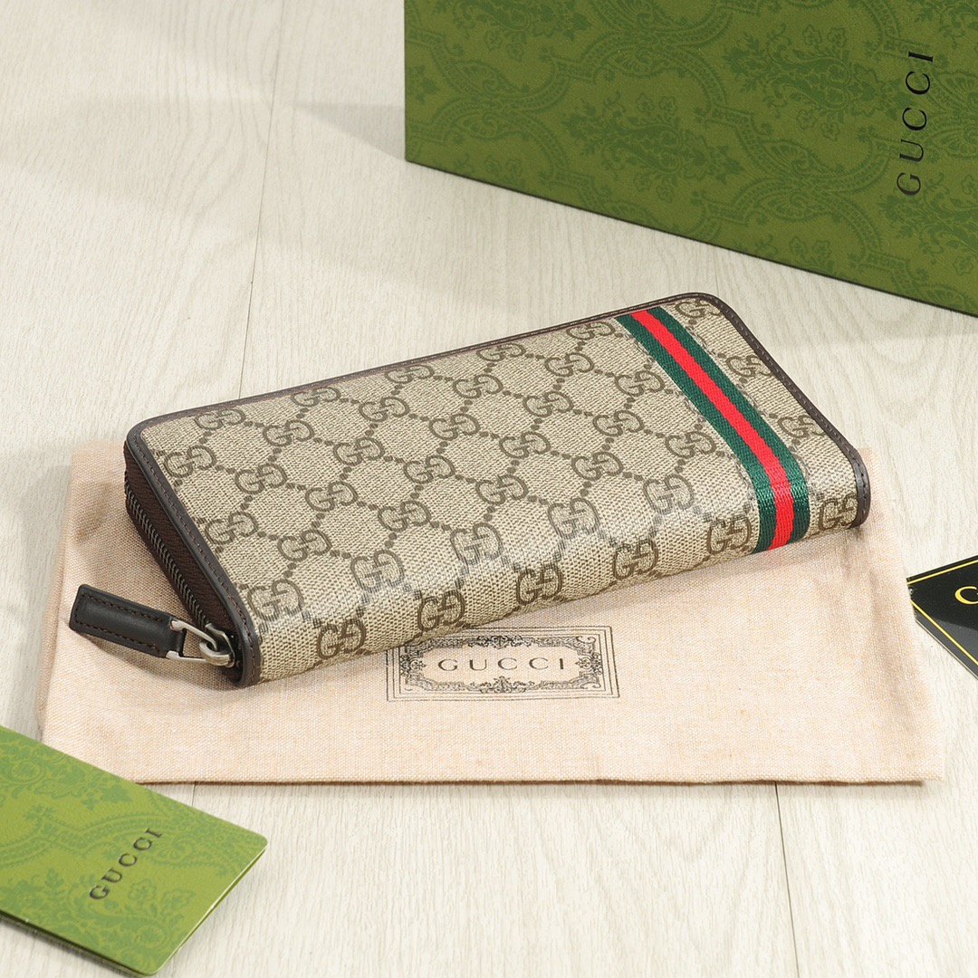 GUCCI グッチ グッチシマ 財布 ロングジップ ベージュ 黒 - 画像 4