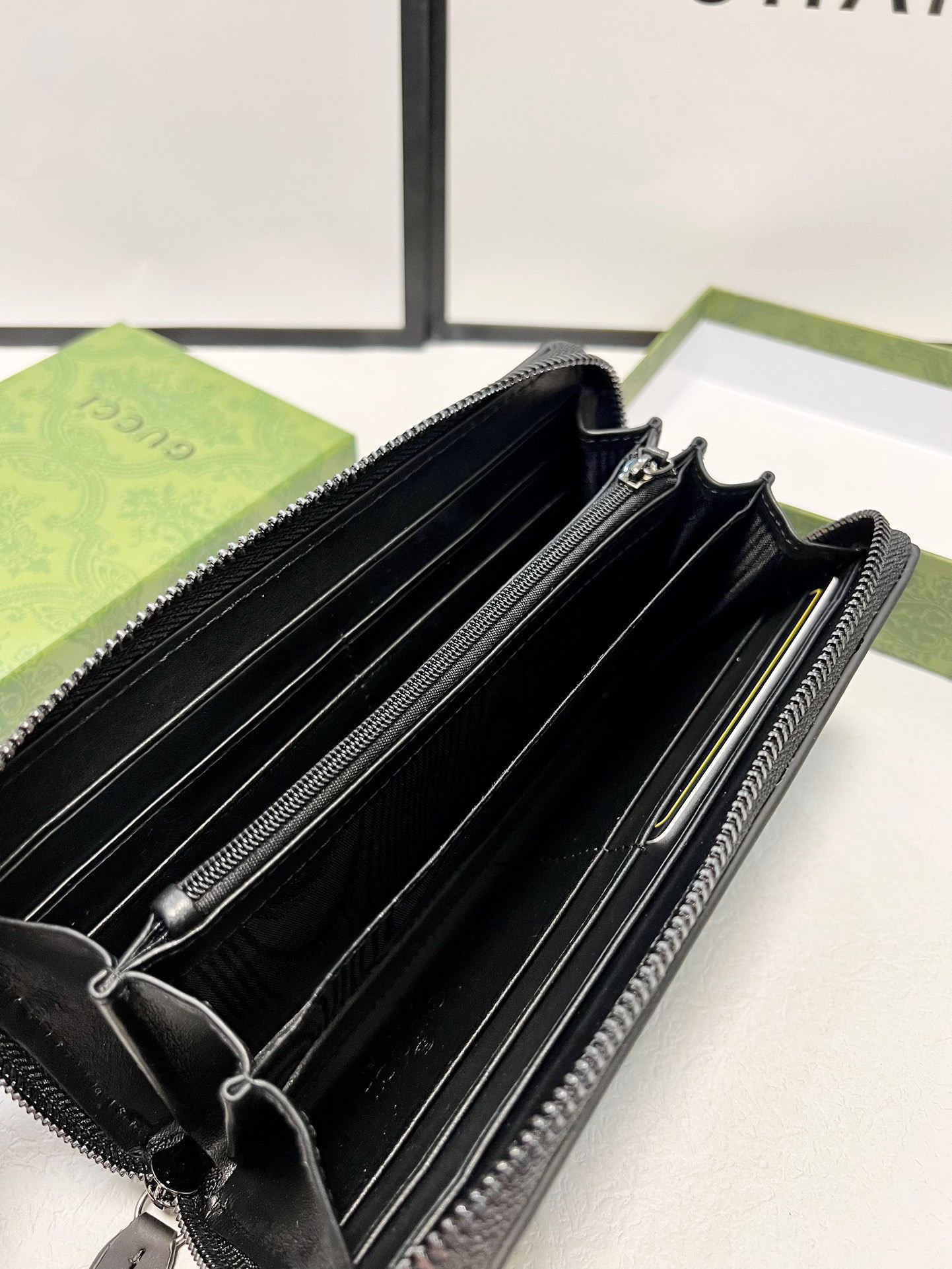 GUCCI グッチ ロングウォレット 長財布 黒 20x10 高級磨砂牛革 本革仕様 - 画像 9