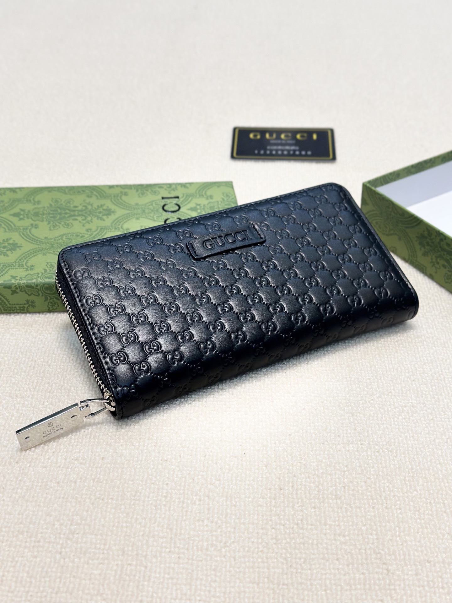 GUCCI グッチ 長財布 ロングジップ 押し込みロゴ ブラック - 画像 4