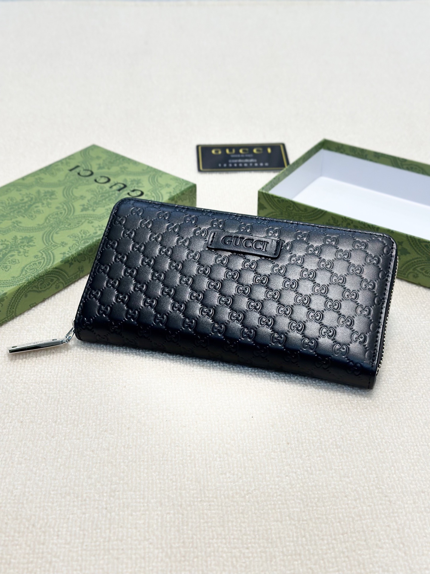 GUCCI グッチ 長財布 ロングジップ 押し込みロゴ ブラック - 画像 9