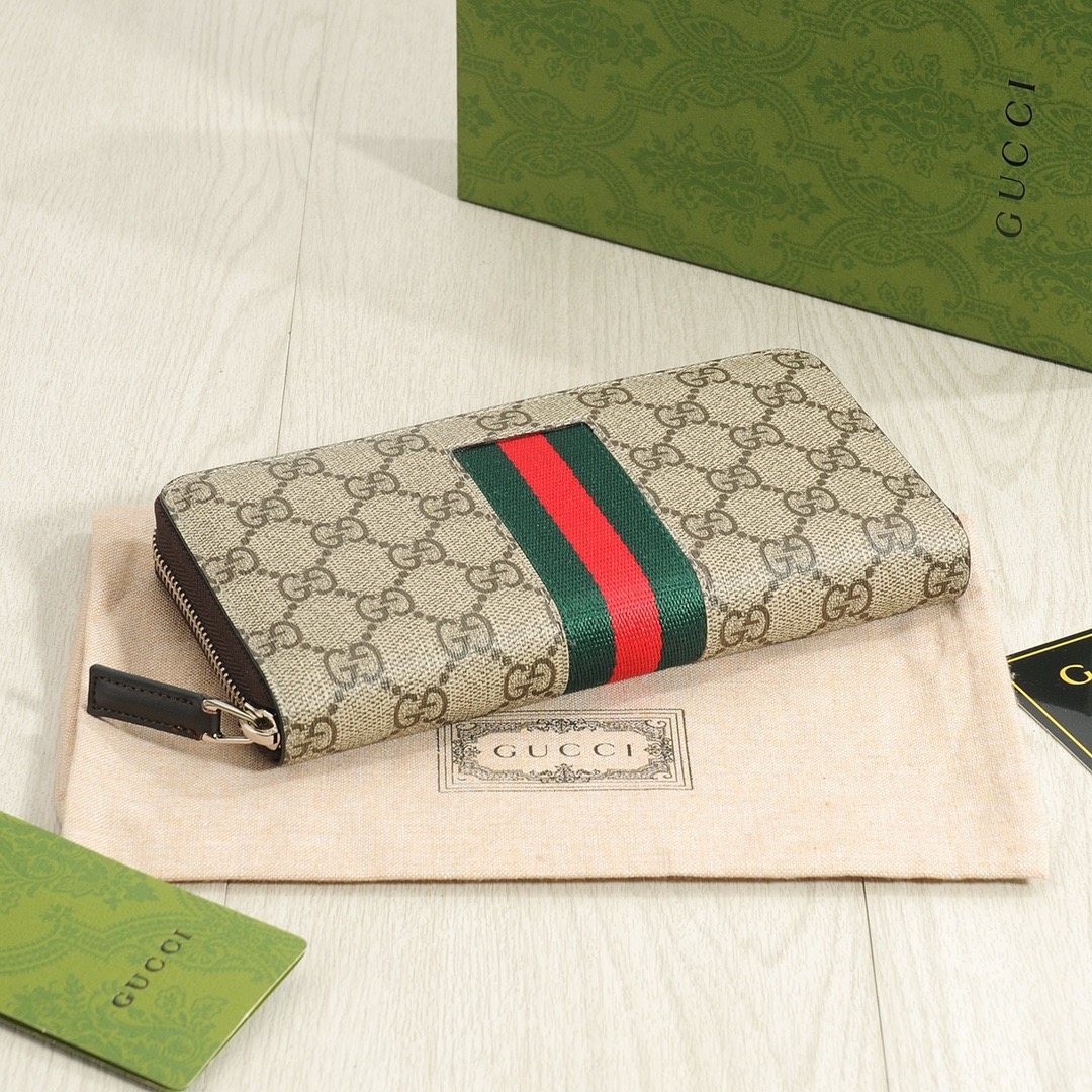 GUCCI グッチ グッチ ロングジップ長財布 ブラック ネイビー 21x11cm - 画像 4