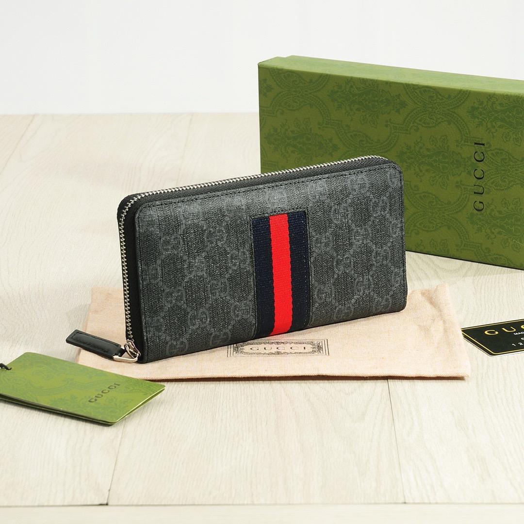 GUCCI グッチ ロングジップ長財布 ブラック 21x11cm ブランドデザイン - 画像 3
