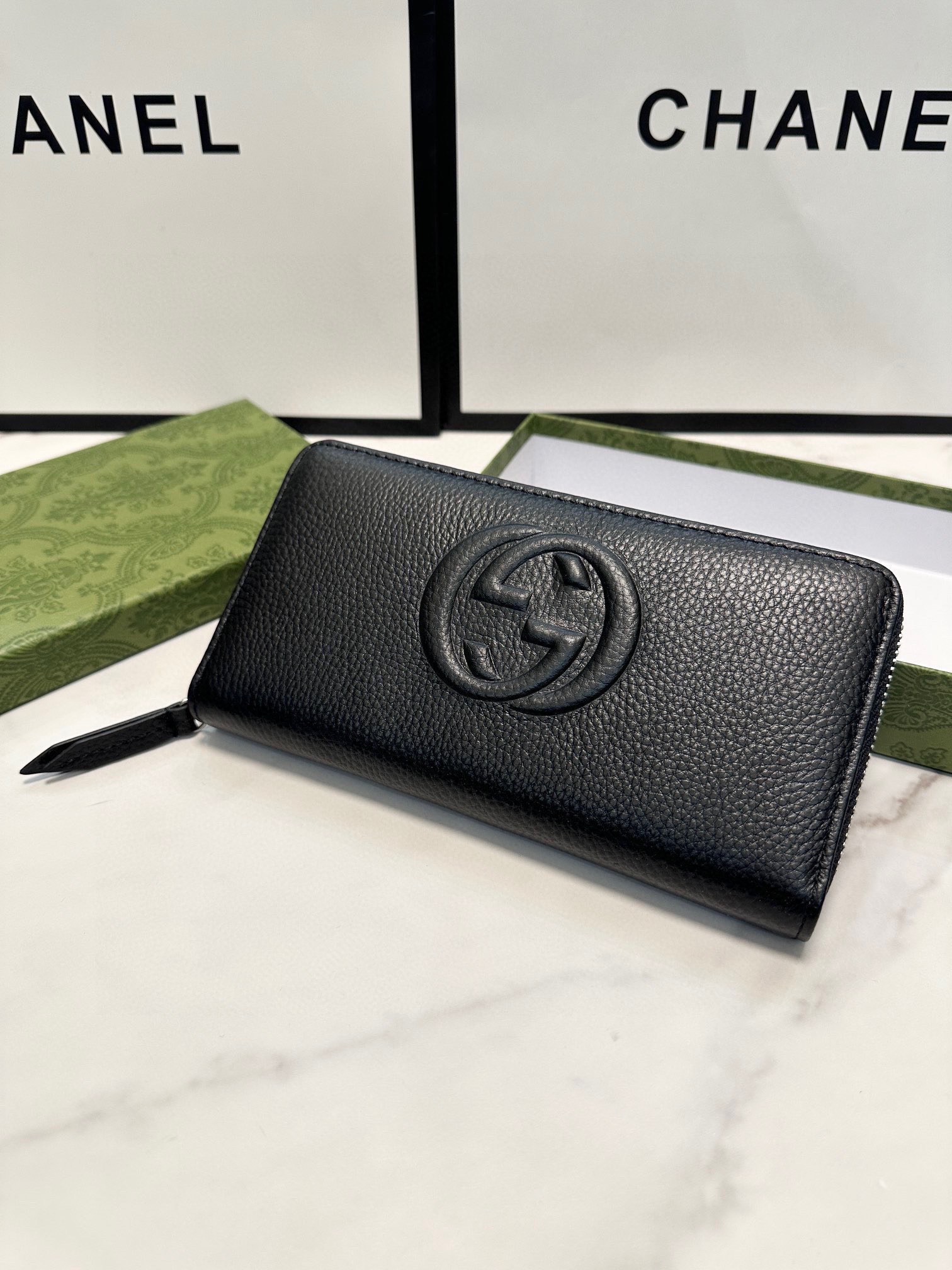 Gucci グッチ ロングジップ財布 本革仕様 ファスナーポーチ 黒 - 画像 6