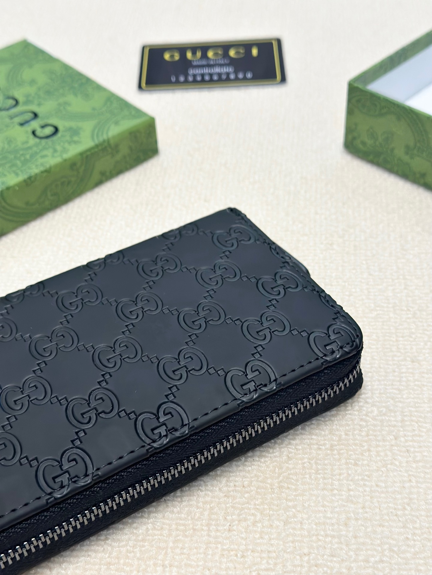 Gucci グッチ ロングジップ財布 本革仕様 磨砂牛革 黒 - 画像 6