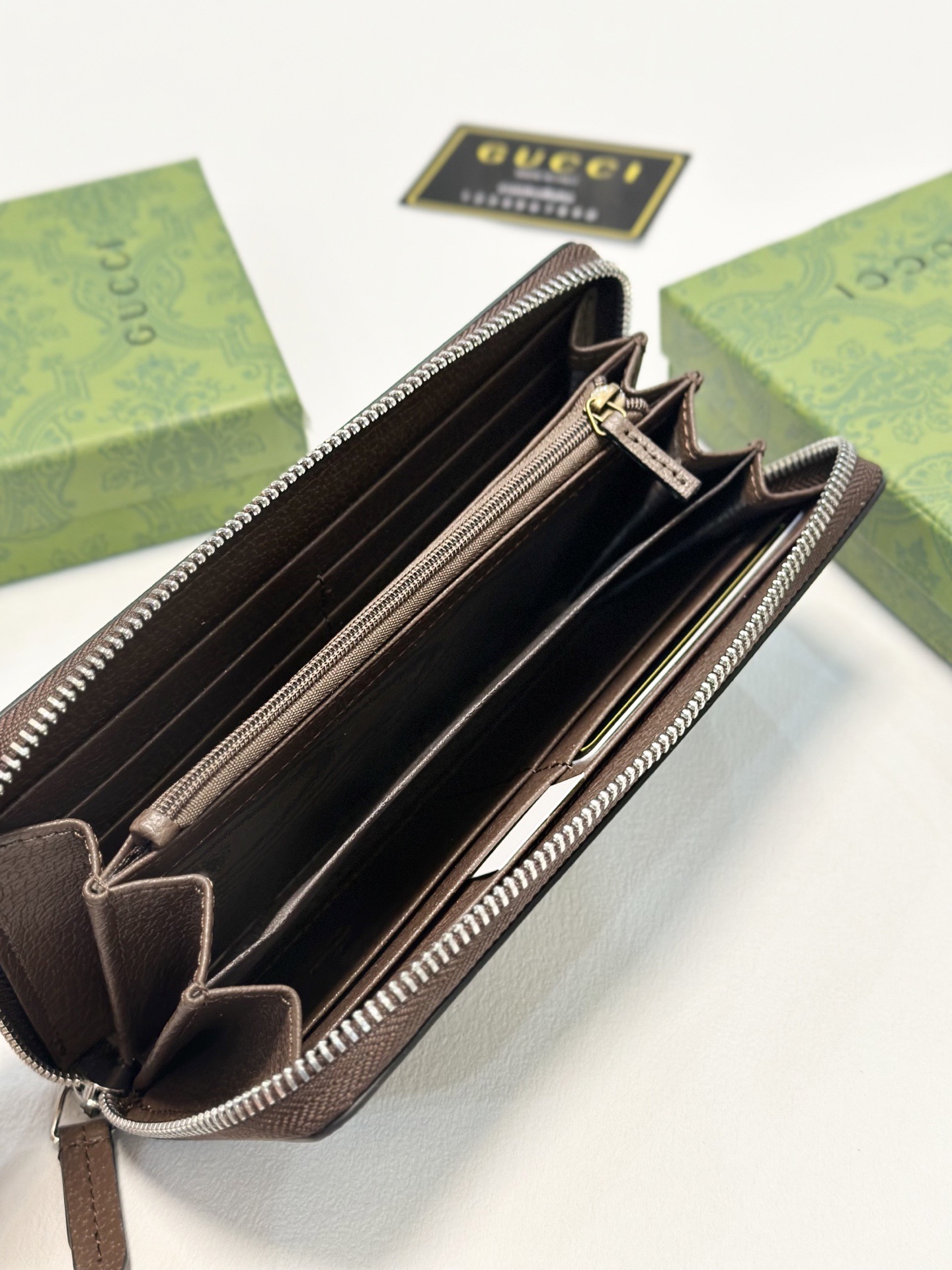 GUCCI グッチ グッチ インフォメーション長財布 ブルー グレー カーキ 全3色 - 画像 9