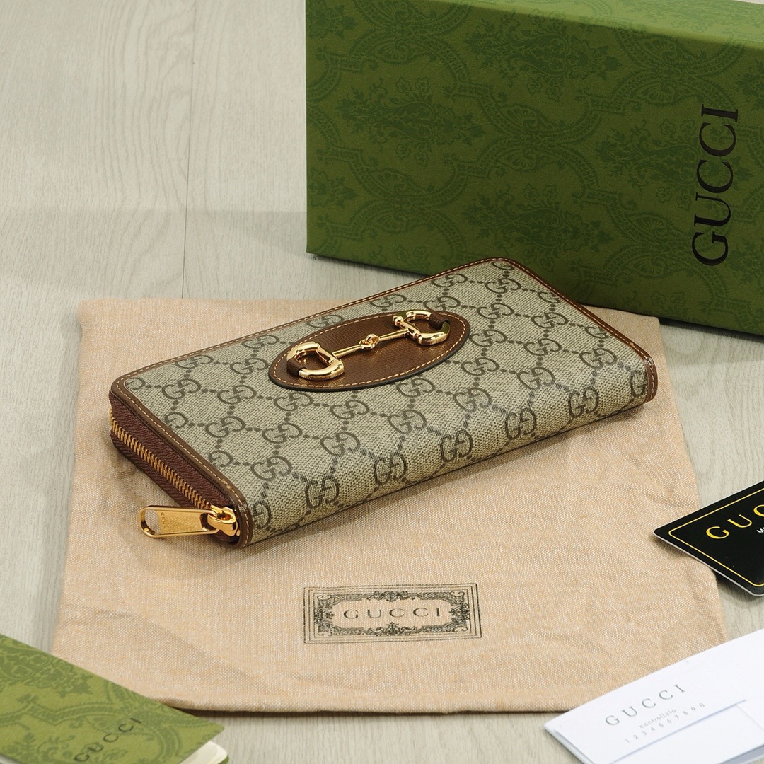 GUCCI グッチ 長財布 ロングウォレット シグネチャー レザー ゴールド金具 ブラウン - 画像 4