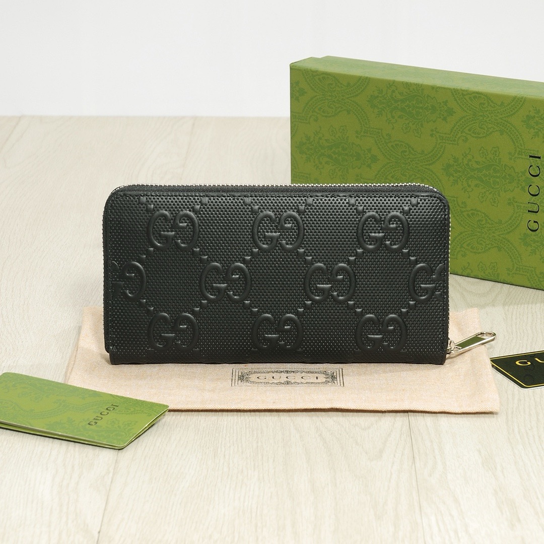 GUCCI グッチ 長財布 ロングジップ アウトレット 本革 20x10 黒 - 画像 2