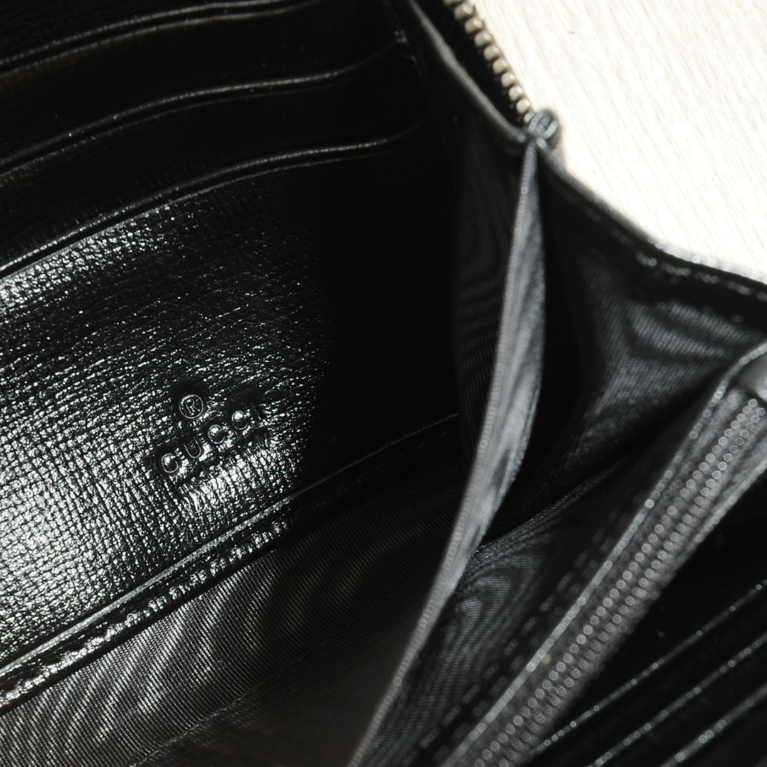 GUCCI グッチ シマーレ グッチ デザイン レザーラウンドジップ財布 黒 - 画像 9