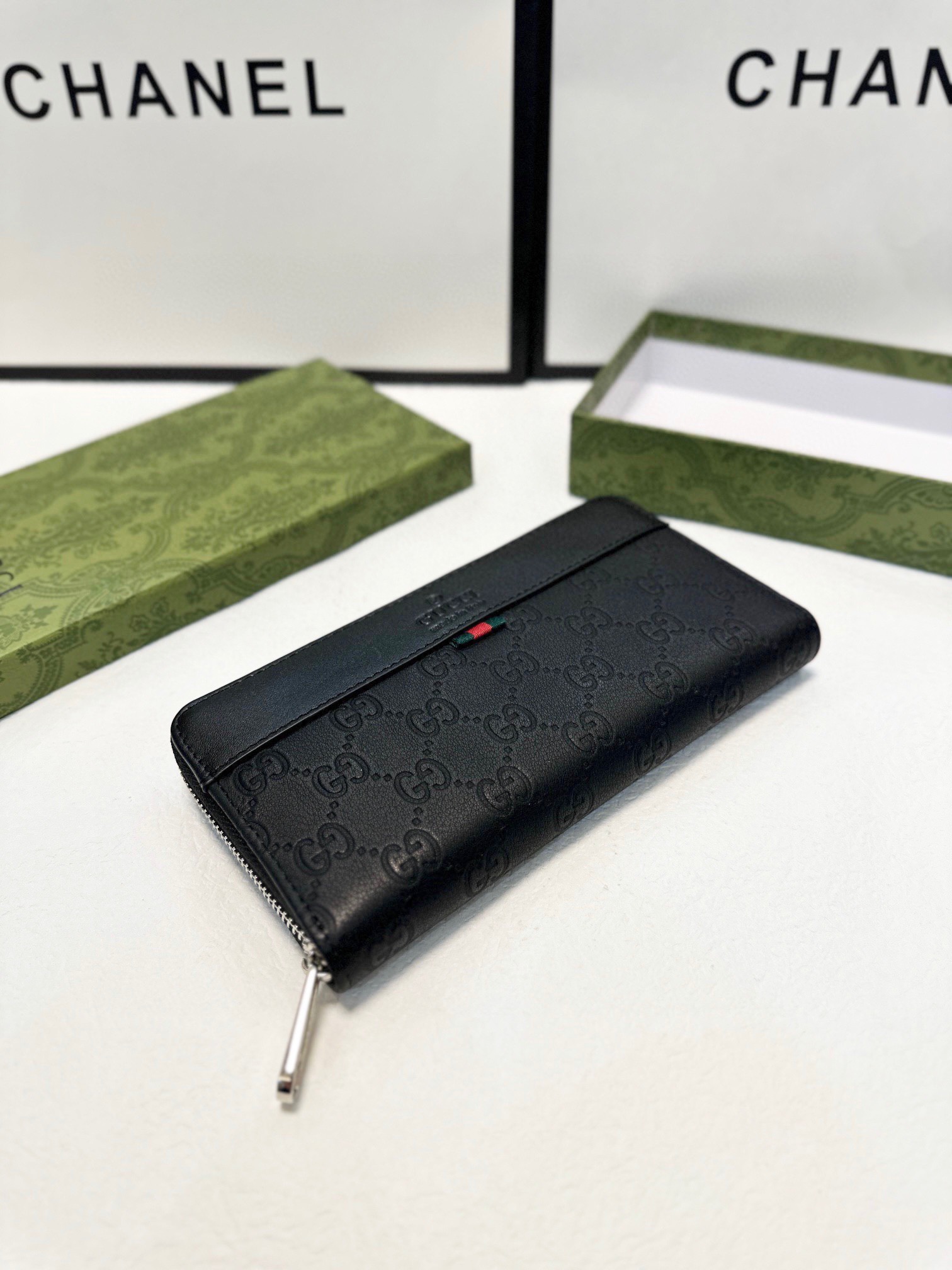 GUCCI グッチ 長財布 大容量 ファスナー 本革 21x11cm 黒 - 画像 3