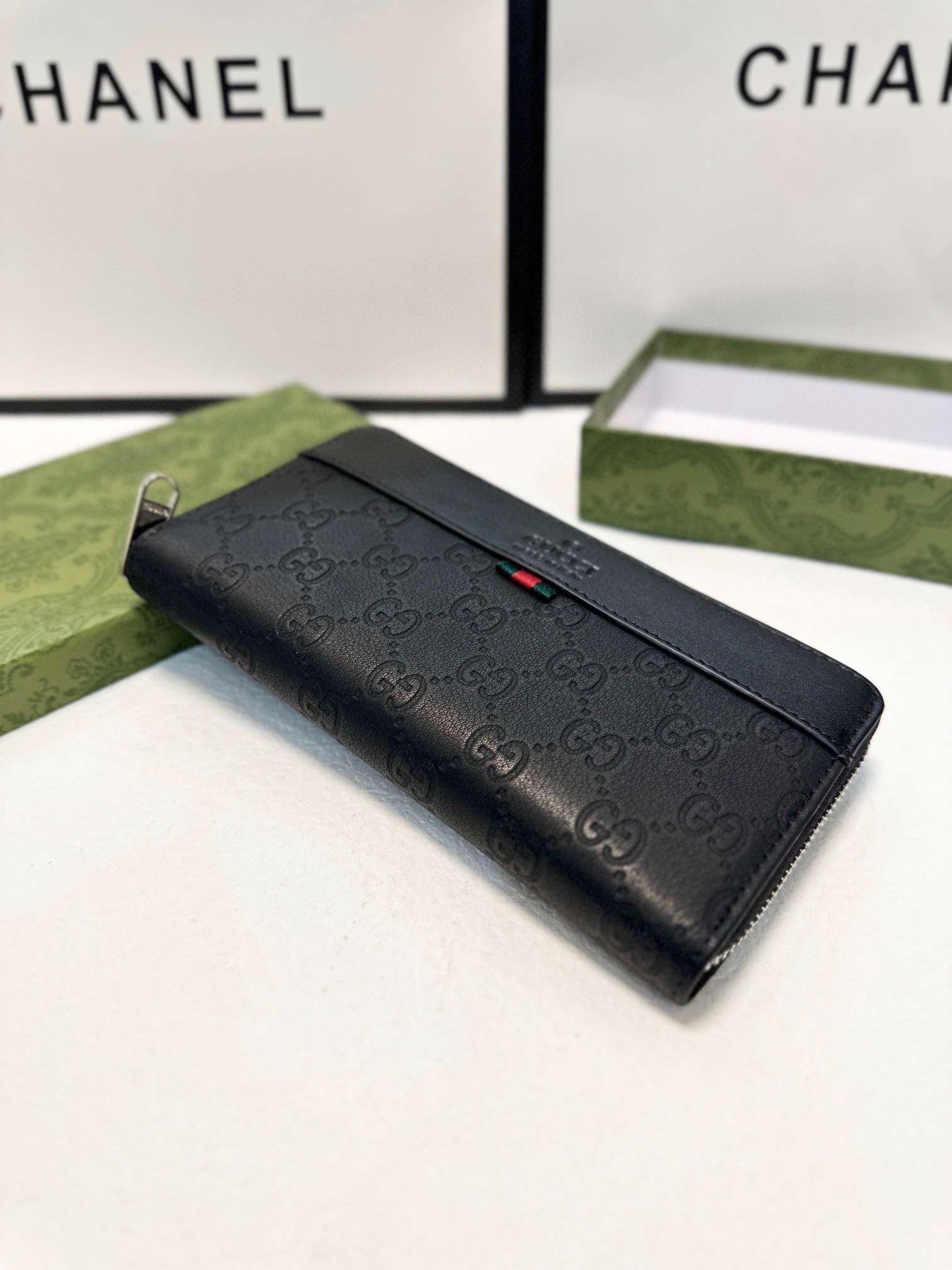GUCCI グッチ 長財布 大容量 ファスナー 本革 21x11cm 黒 - 画像 6