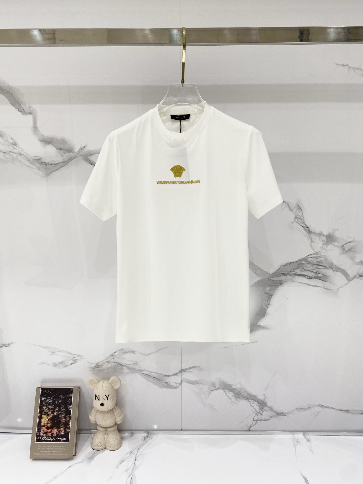 VERSACE/ヴェルサーチ シルクコットンTシャツ 美杜莎刺繍 ロゴ メンズ レディース 全3色