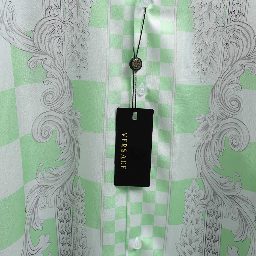 Versace/バーザーチ チェック柄 シャツパンツセット 薄手 軽量 シルエット - 画像 4