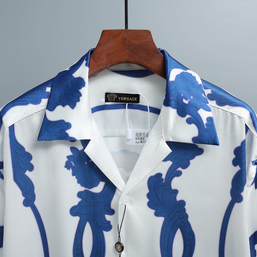 Versace/バーサACE シャツ&ショートパンツセット バロック柄 白×紺 - 画像 3