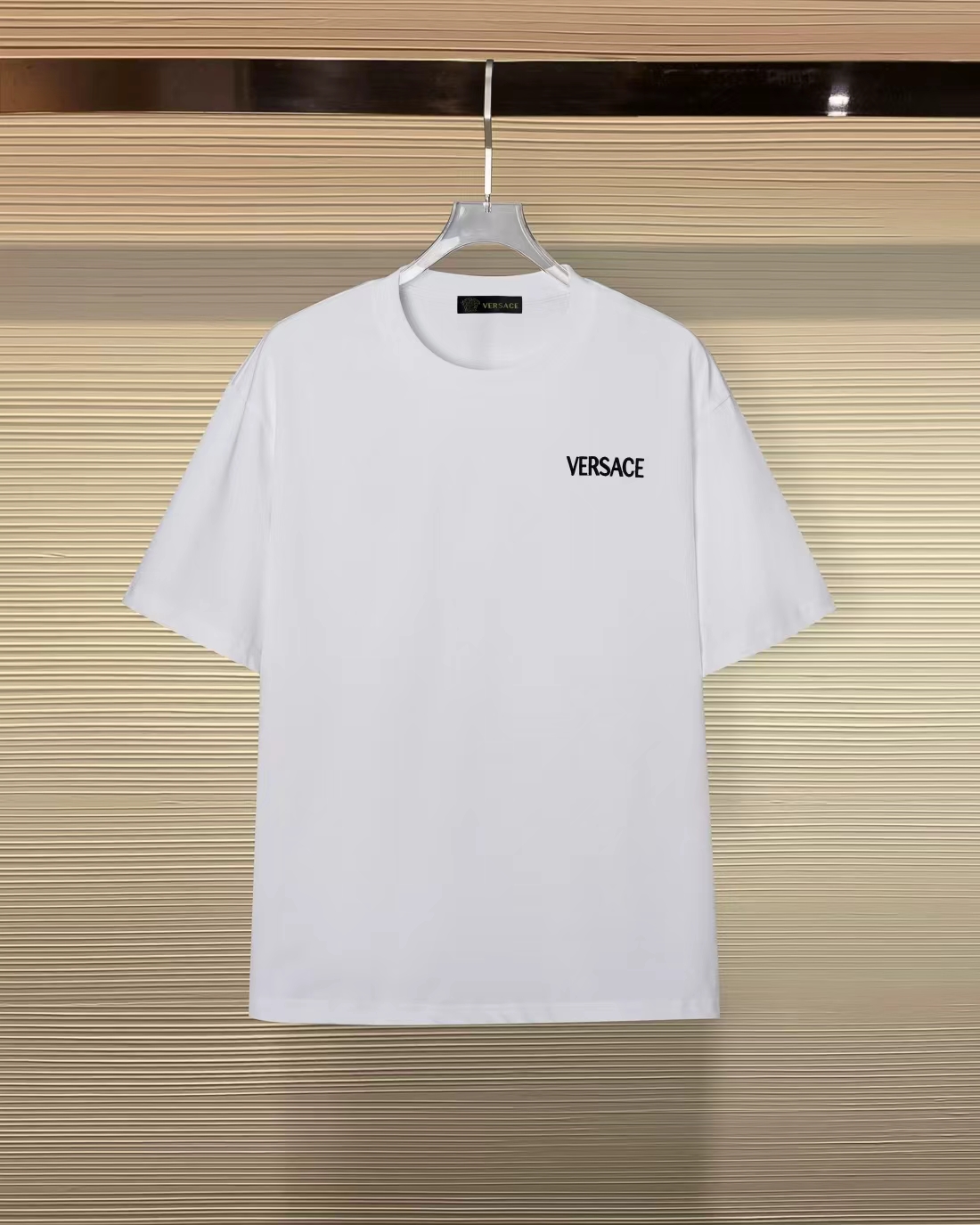 VERSACE ヴェルサーチ 純棉 ロゴ刺繍 半袖Tシャツ 白