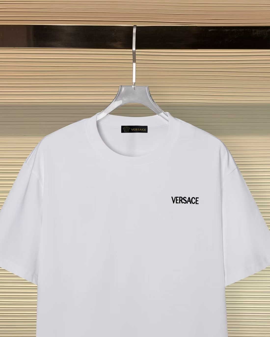 VERSACE ヴェルサーチ 純棉 ロゴ刺繍 半袖Tシャツ 白 - 画像 3