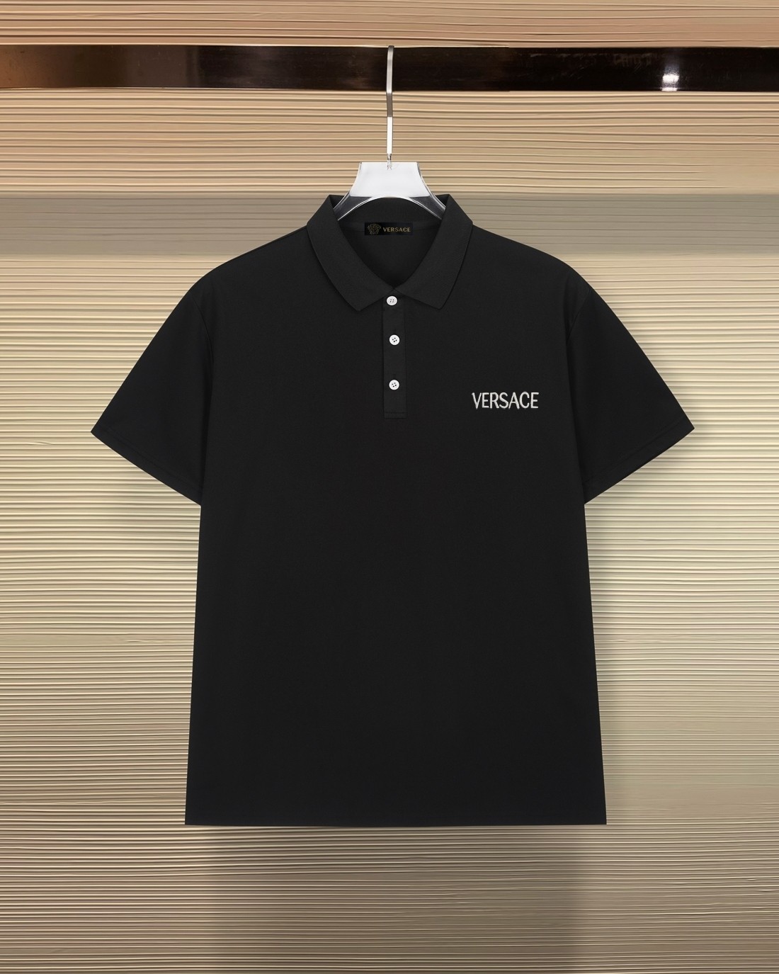 VERSACE ヴェルサーチ 綿混素材 ポロシャツ メンズ 黒