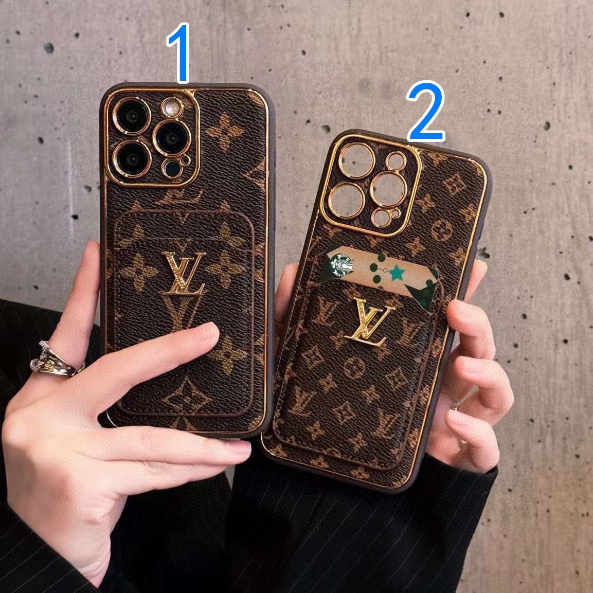 iPhoneケース🔥 ルイヴィトン風 スマホケース カード収納 1台1色入