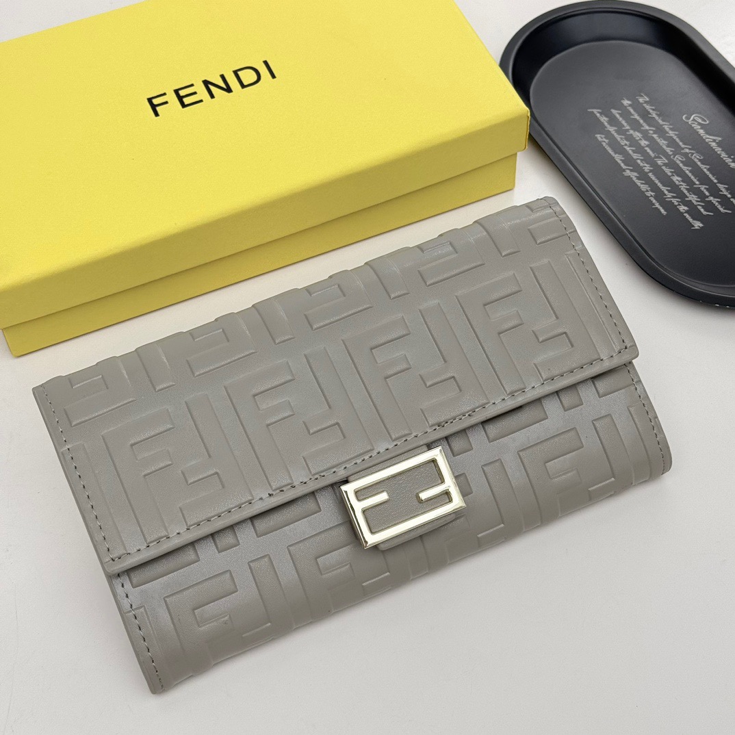 FENDI コピー 長財布 フェンディ モノグラム ファスナー ショルダーバッグ レディース グレー