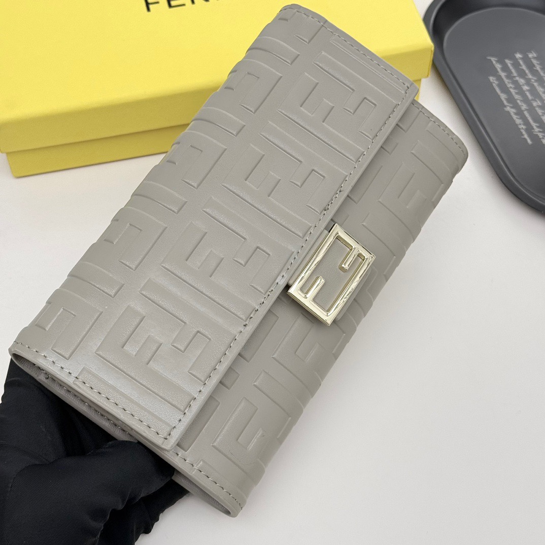 FENDI コピー 長財布 フェンディ モノグラム ファスナー ショルダーバッグ レディース グレー - 画像 3