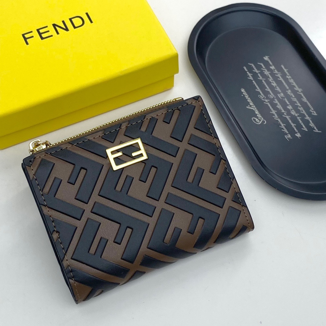 FENDI ミニ財布 コピー 黒棕 大象灰 ショルダーバッグ チェーン付き レディース