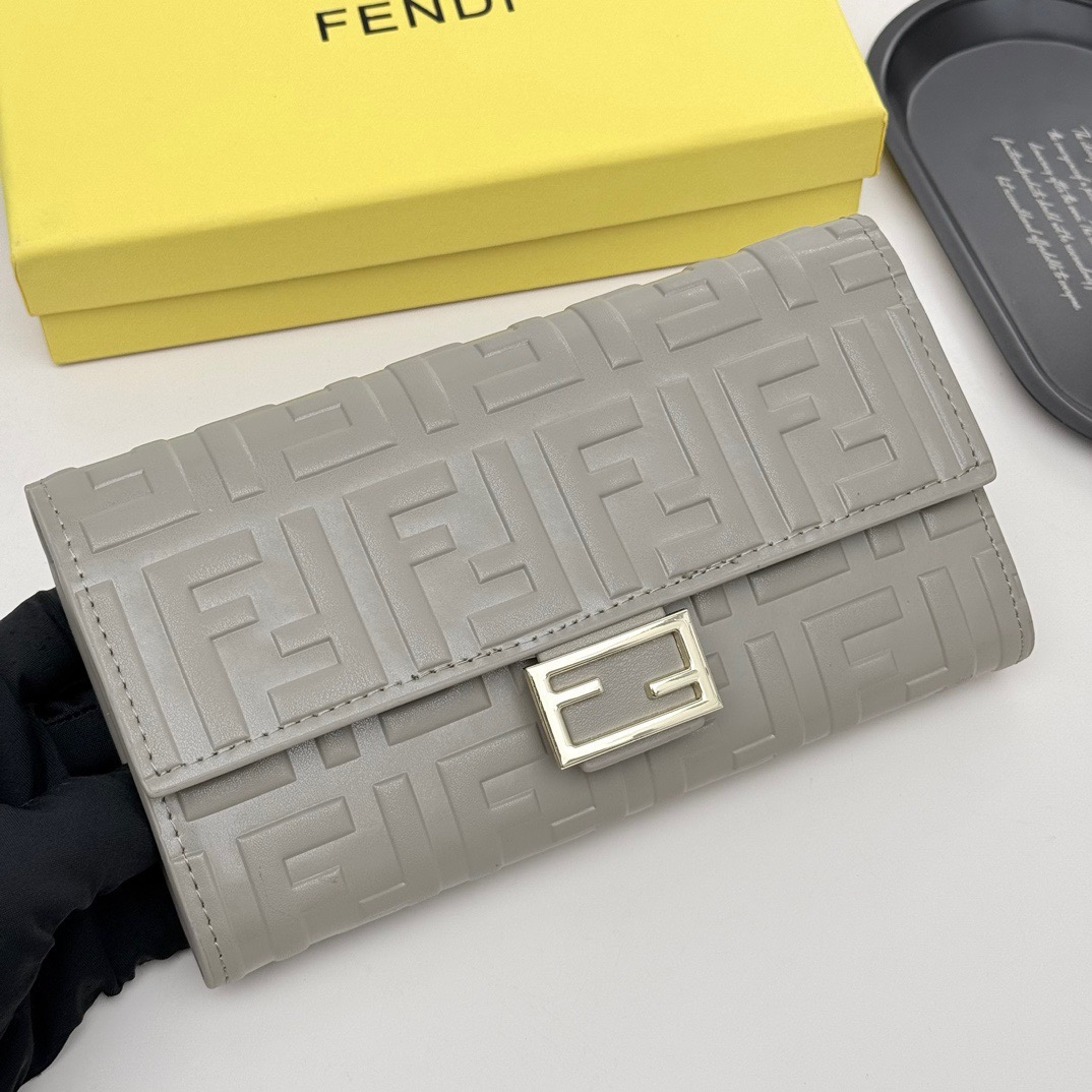 FENDI コピー 長財布 フェンディ モノグラム ファスナー ポーチ付き 黒 黒棕 大象灰 棕色 - 画像 3