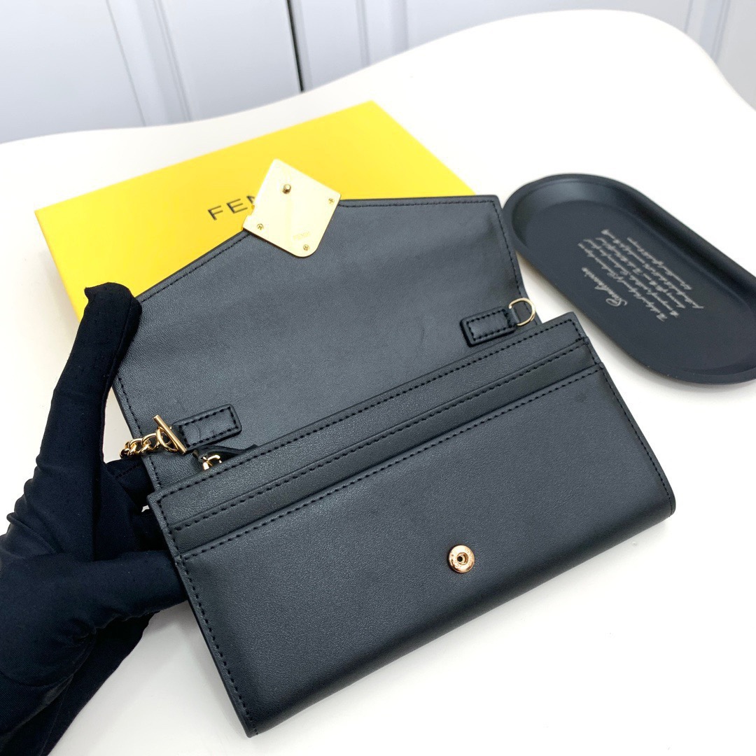 FENDI バッグ コピー レディース ミニ長財布 ゴールドチェーン ブラック - 画像 6