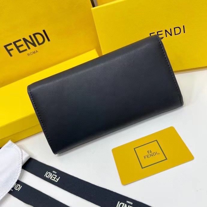 FENDI フェンディ コピー 長財布 ロゴ押し ブラック - 画像 3