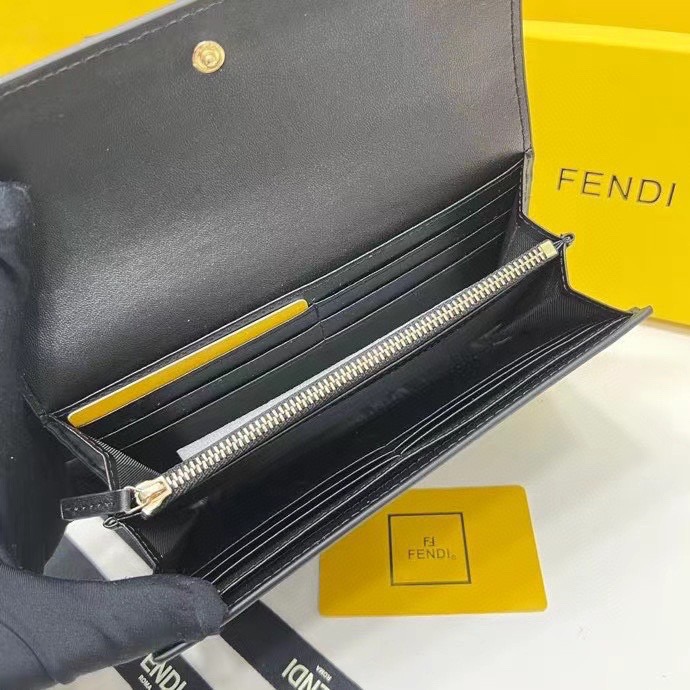 FENDI フェンディ コピー 長財布 ロゴ押し ブラック - 画像 5