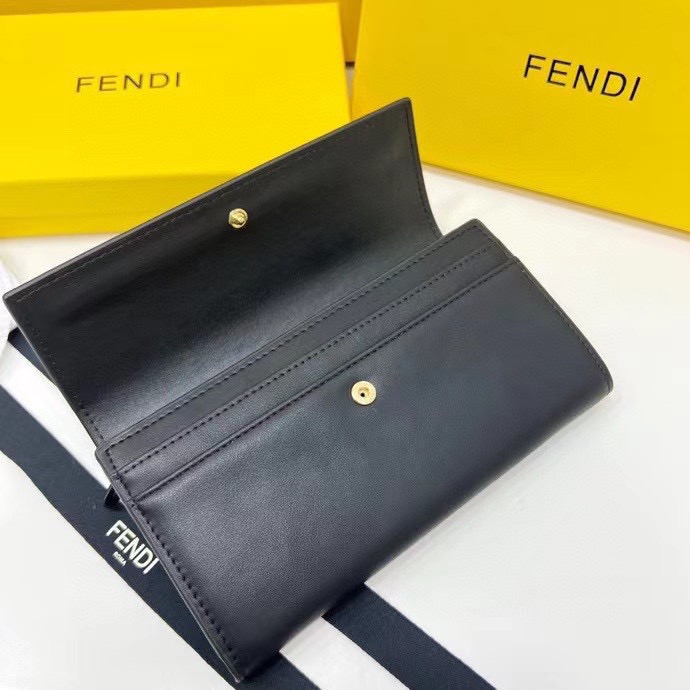 FENDI フェンディ コピー 長財布 ロゴ押し ブラック - 画像 8